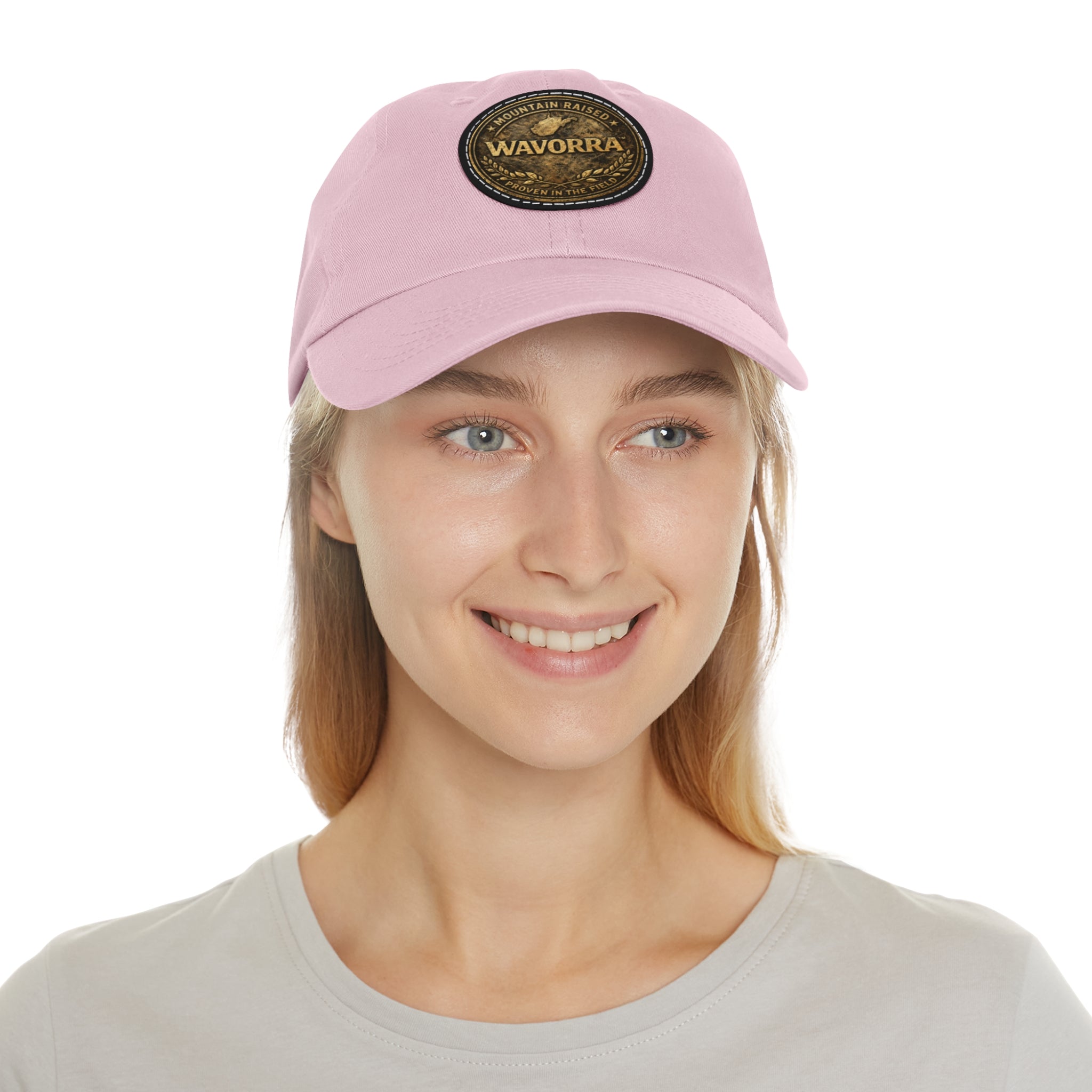 Wavorra Leather Patch Dad Hat — Vintage Mountain Logo Cap