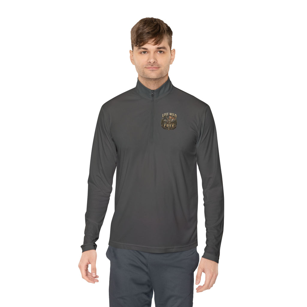 Backwoods Wavorra Quarter-Zip Pullover — American Flag Deer Hunting Graphic