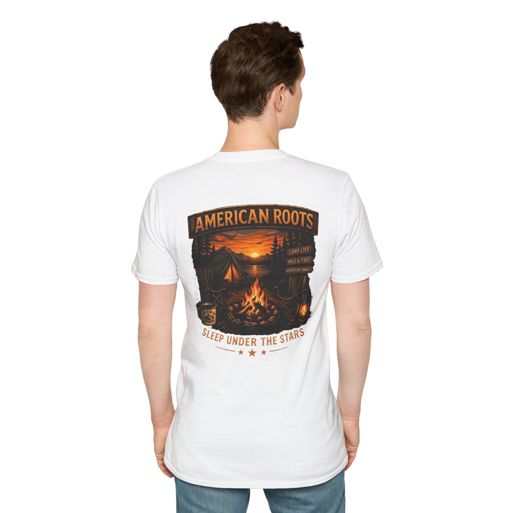American Roots Camping T-Shirt — Sleep Under the Stars Outdoor Graphic Tee