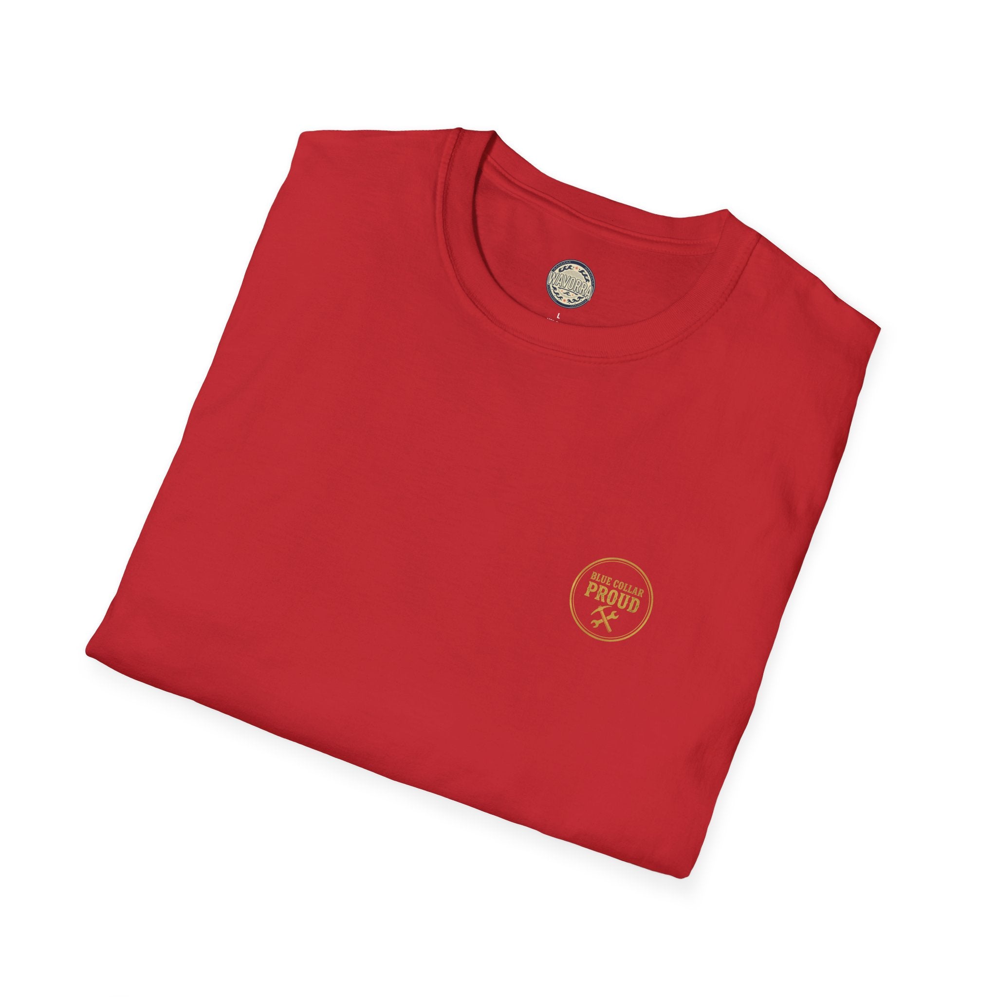 Blue Collar T-Shirt — "Built Not Born" American Flag Work Tee