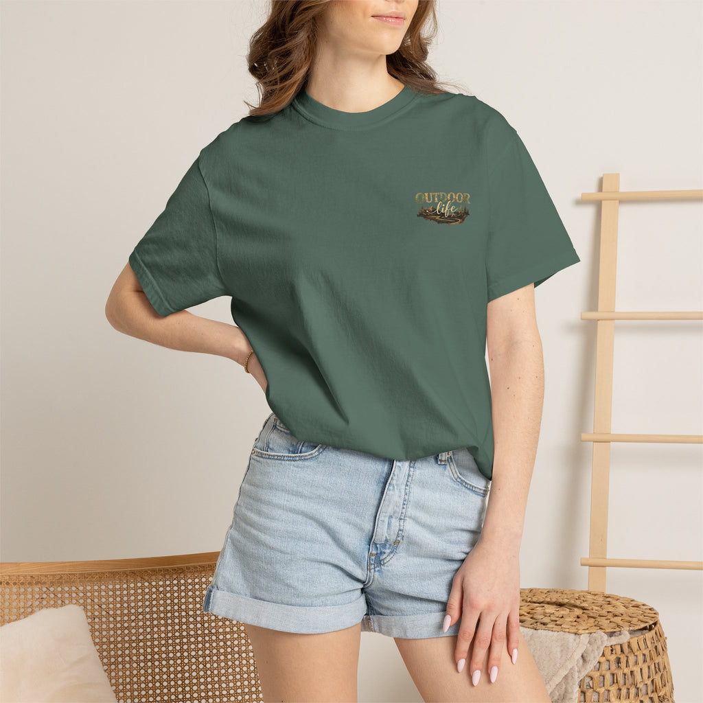 Backwoods & Bonfires T-Shirt — Outdoor Campfire Graphic Tee