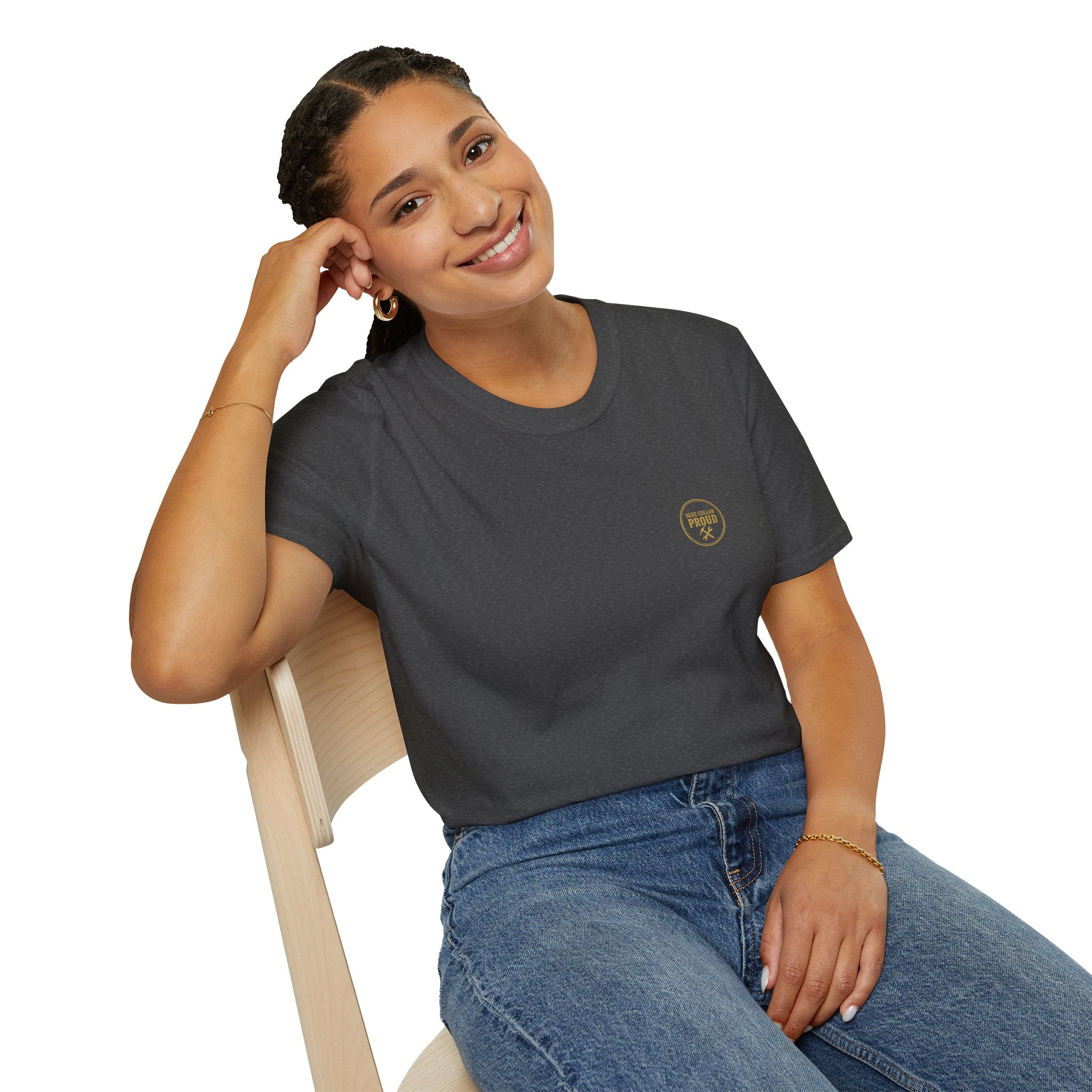 Blue Collar T-Shirt — "Built Not Born" American Flag Work Tee