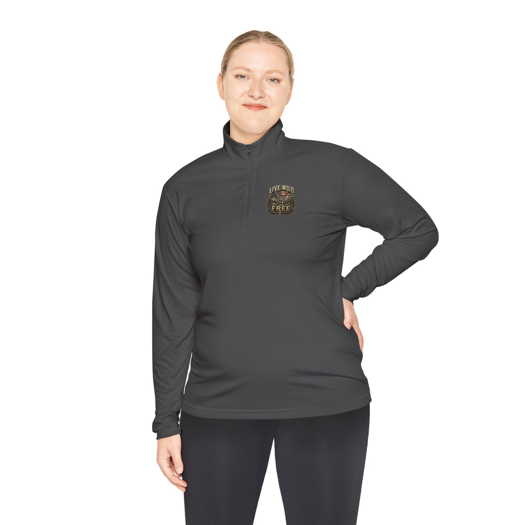 Backwoods Wavorra Quarter-Zip Pullover — American Flag Deer Hunting Graphic