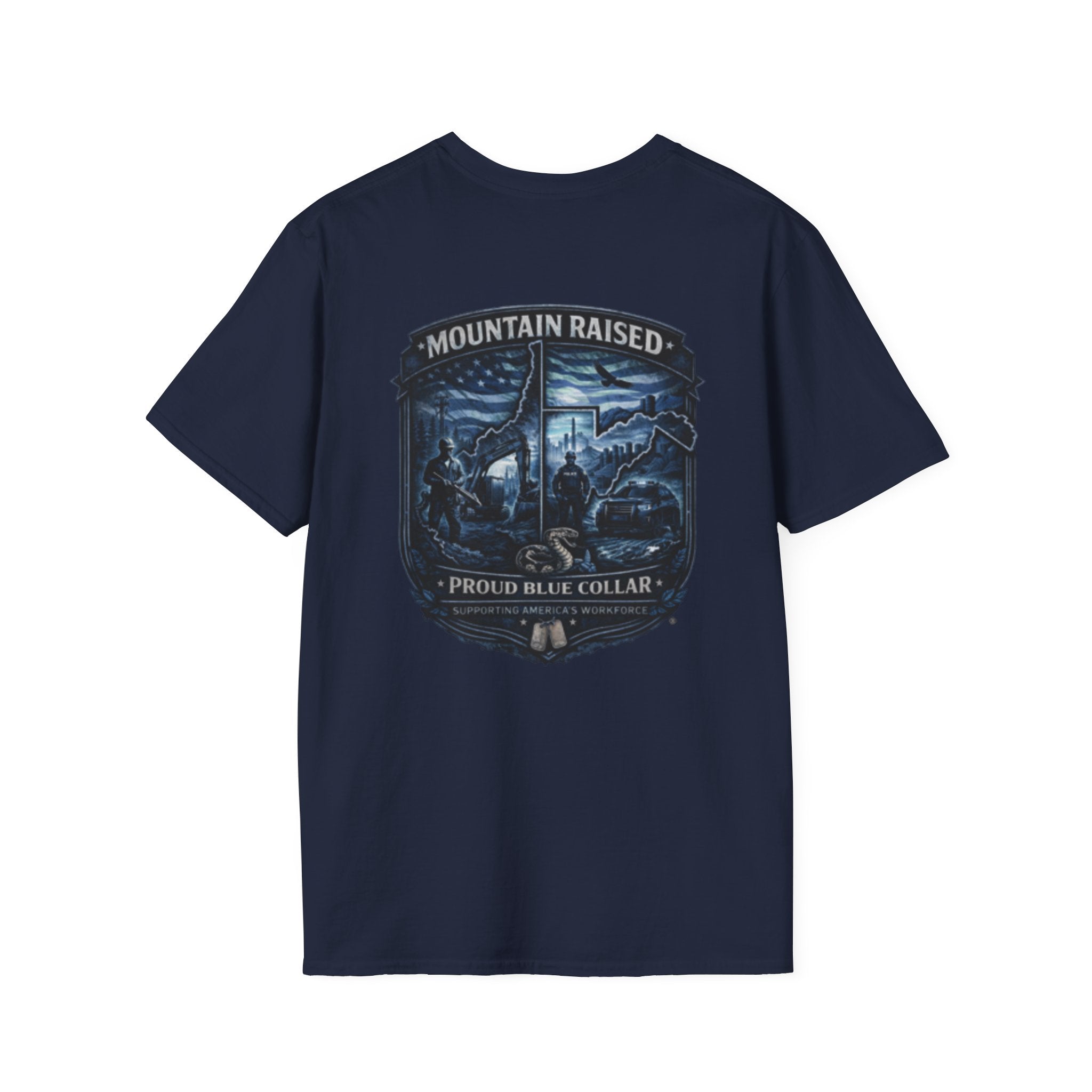Mountain Raised T-Shirt — Proud Blue Collar Workwear Graphic