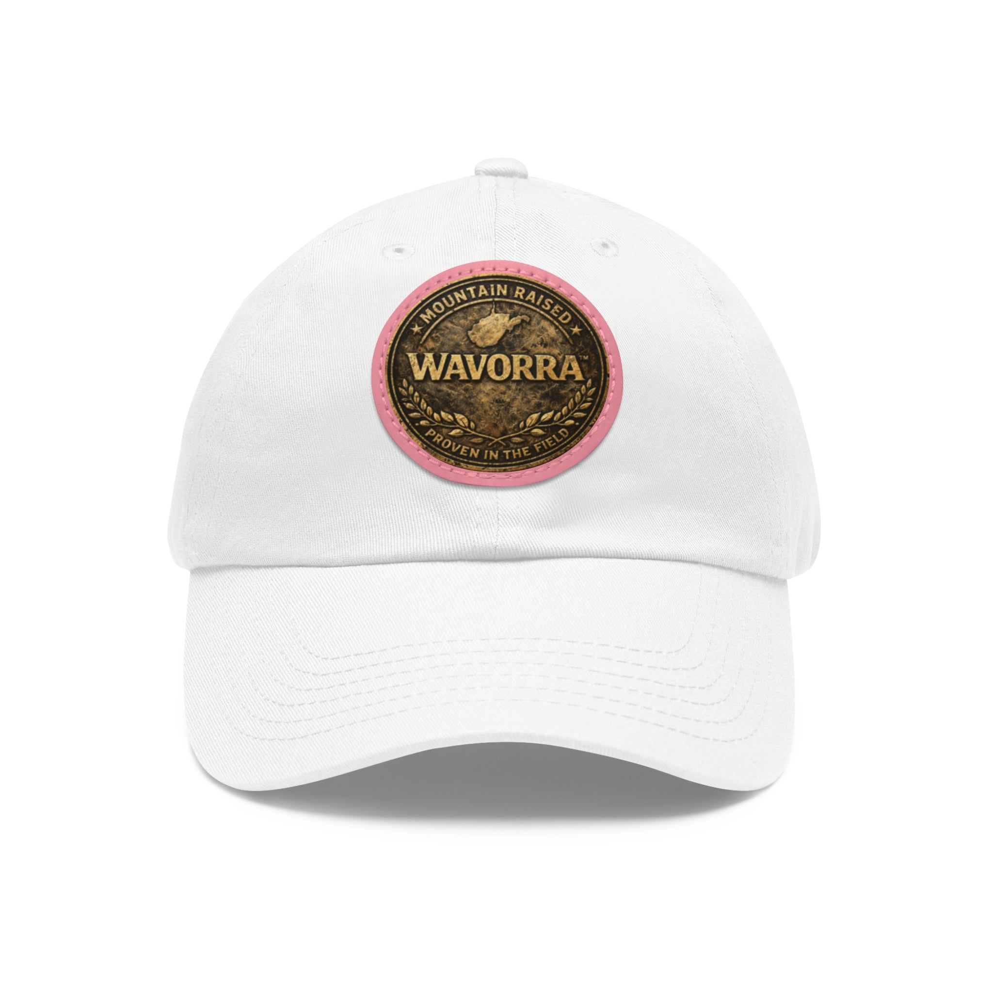 Wavorra Leather Patch Dad Hat — Vintage Mountain Logo Cap