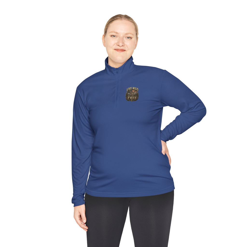 Backwoods Wavorra Quarter-Zip Pullover — American Flag Deer Hunting Graphic