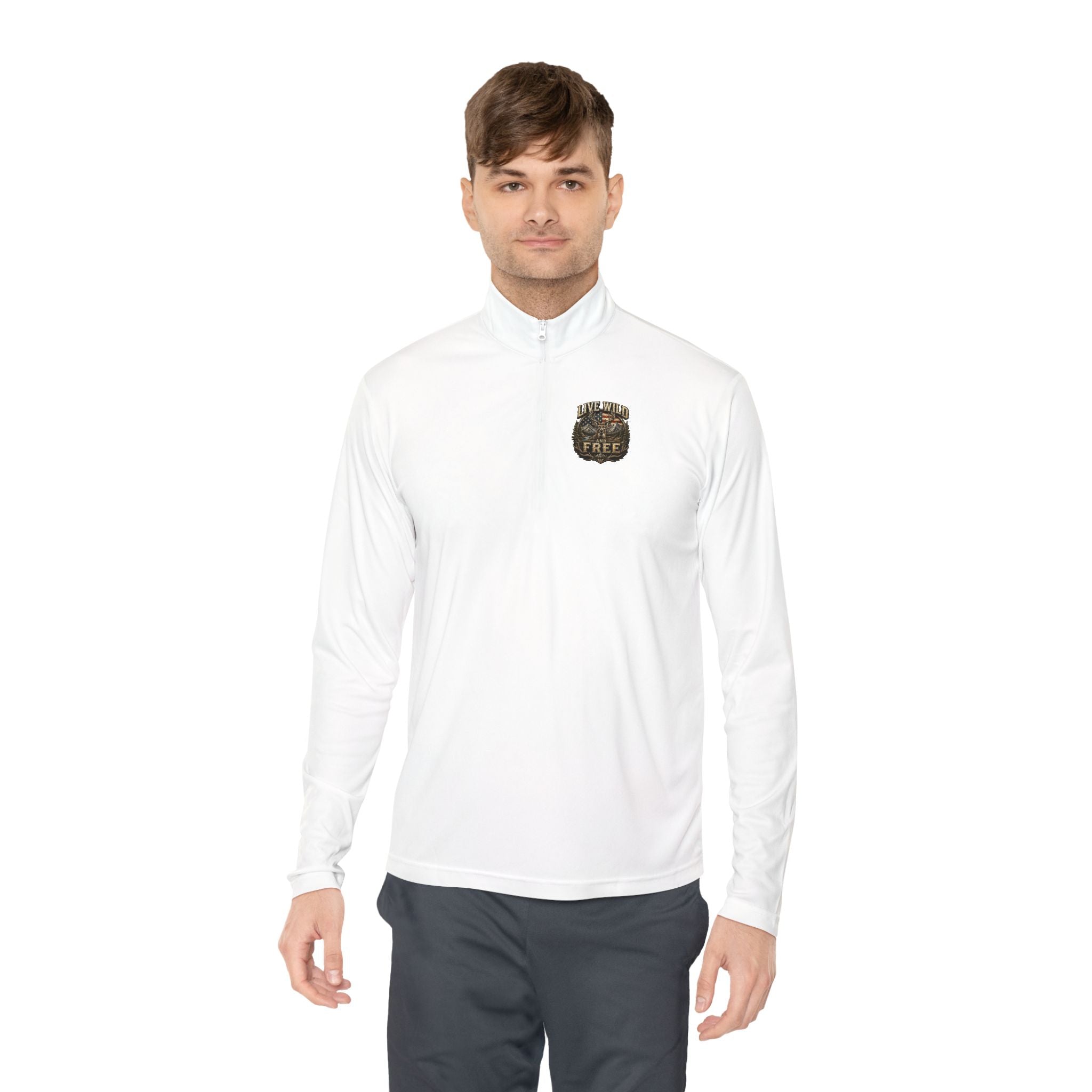 Backwoods Wavorra Quarter-Zip Pullover — American Flag Deer Hunting Graphic