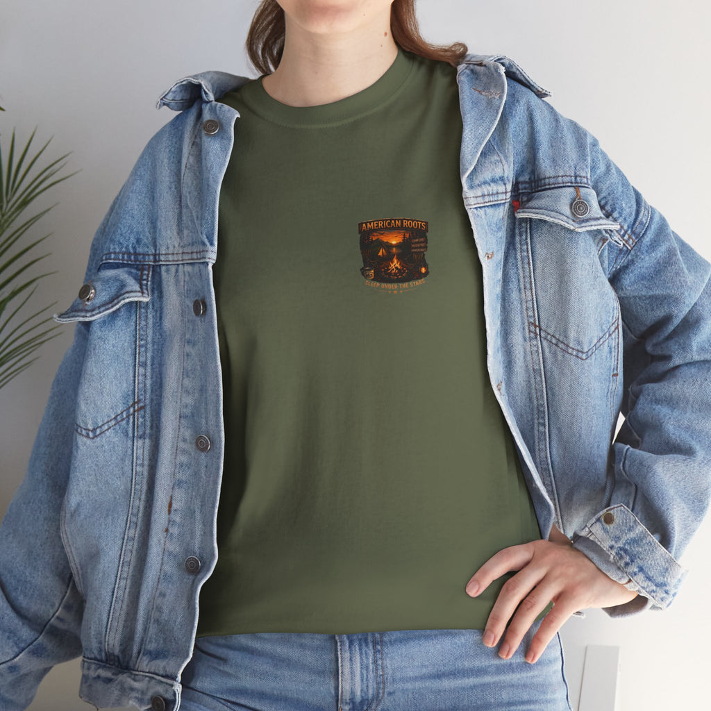 Camping T-Shirt — "American Roots: Sleep Under the Stars" Outdoor Tee