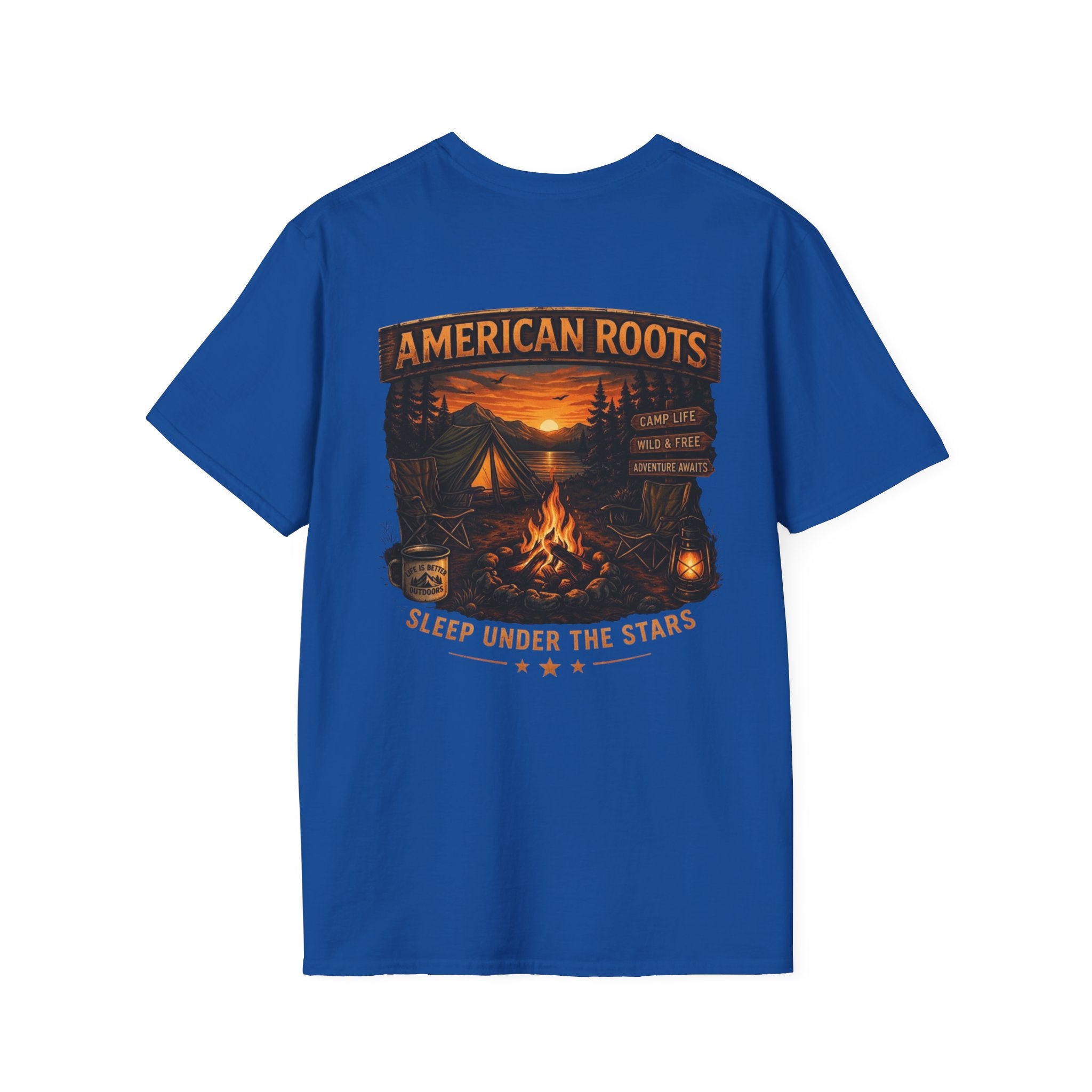 American Roots Camping T-Shirt — Sleep Under the Stars Outdoor Graphic Tee