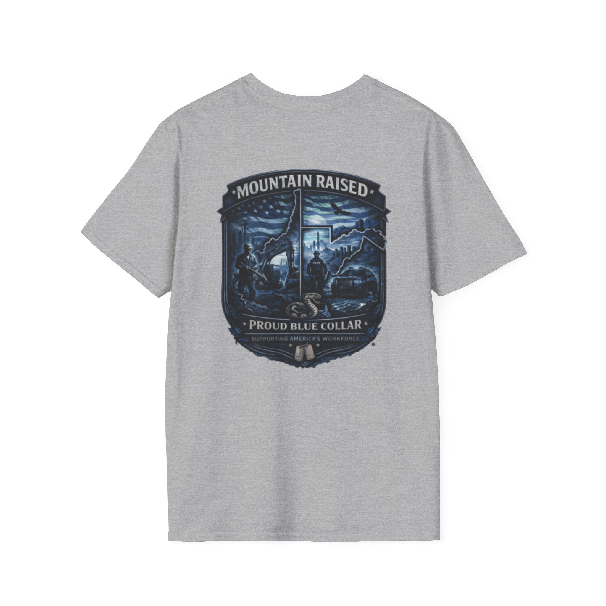 Mountain Raised T-Shirt — Proud Blue Collar Workwear Graphic