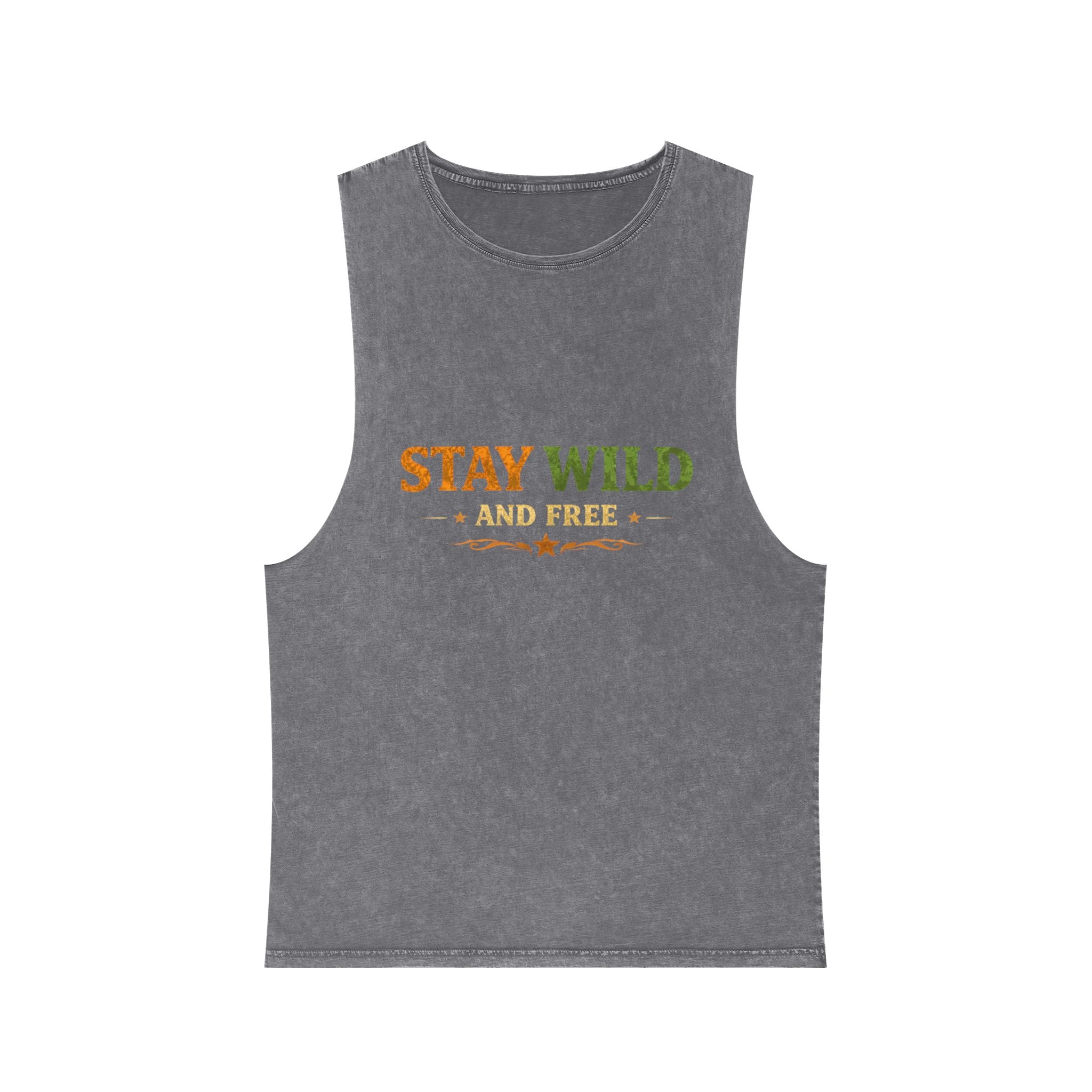 Stay Wild and Free Stonewash Tank — Retro Outdoor Graphic Tank Top