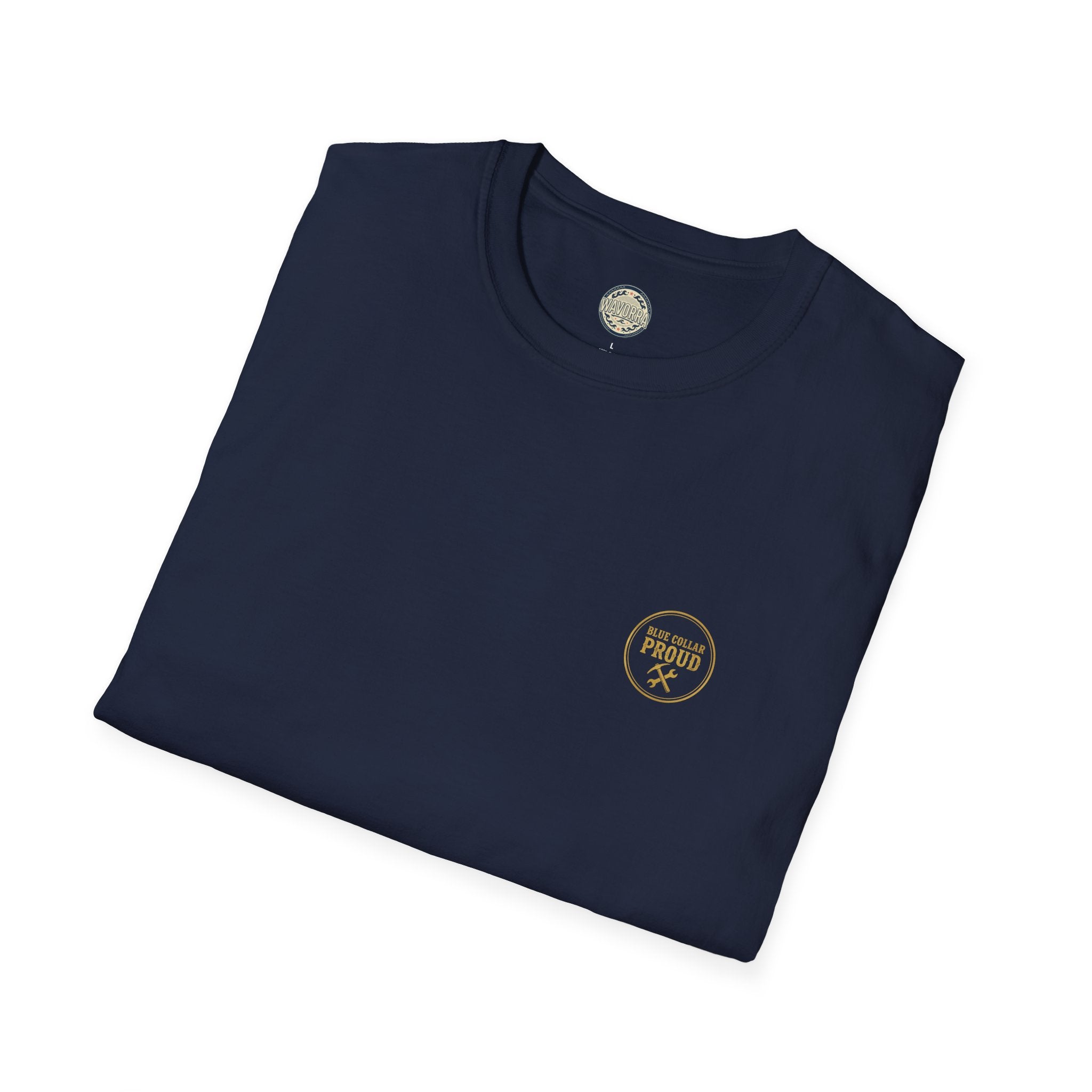 Blue Collar T-Shirt — "Built Not Born" American Flag Work Tee