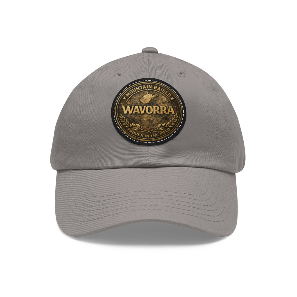 Wavorra Leather Patch Dad Hat — Vintage Mountain Logo Cap