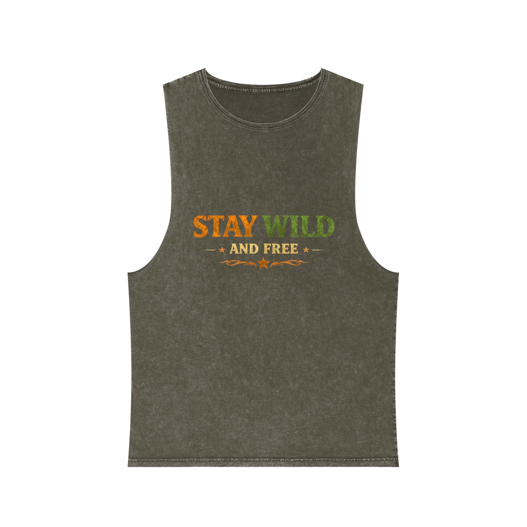Stay Wild and Free Stonewash Tank — Retro Outdoor Graphic Tank Top