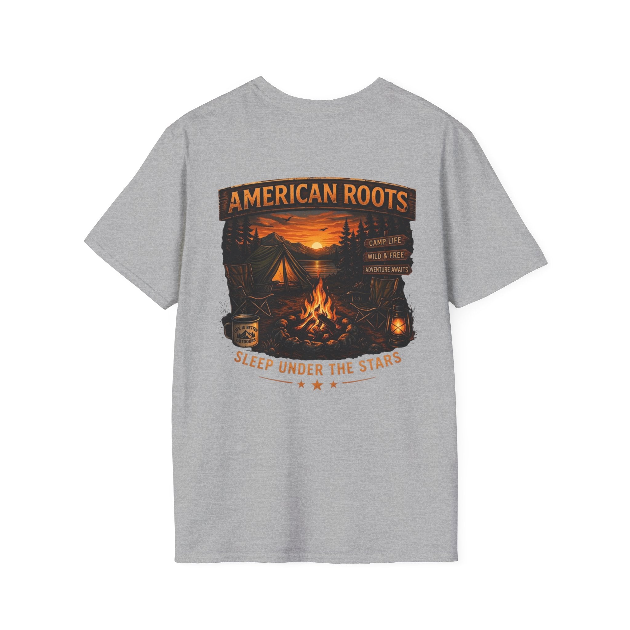 American Roots Camping T-Shirt — Sleep Under the Stars Outdoor Graphic Tee