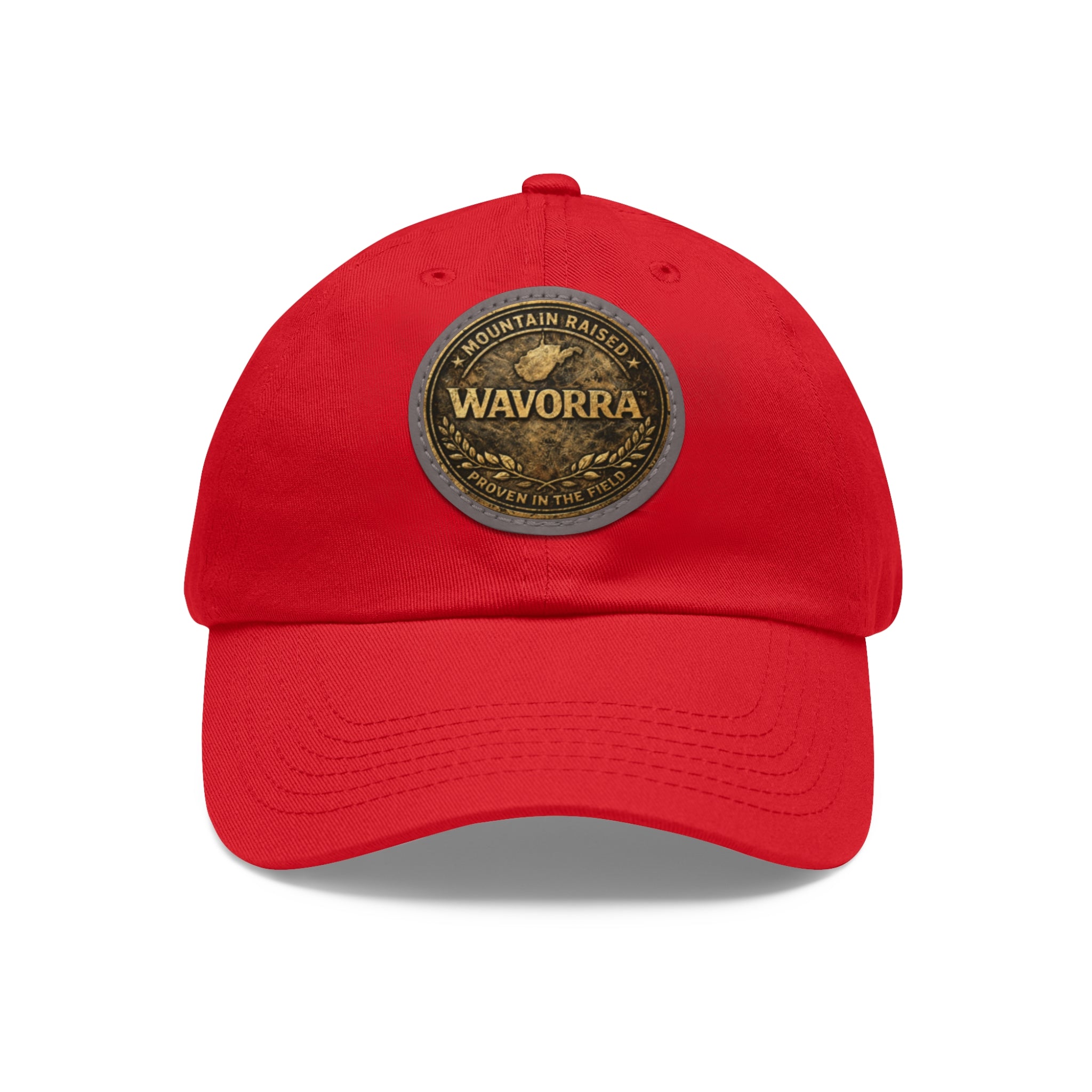 Wavorra Leather Patch Dad Hat — Vintage Mountain Logo Cap
