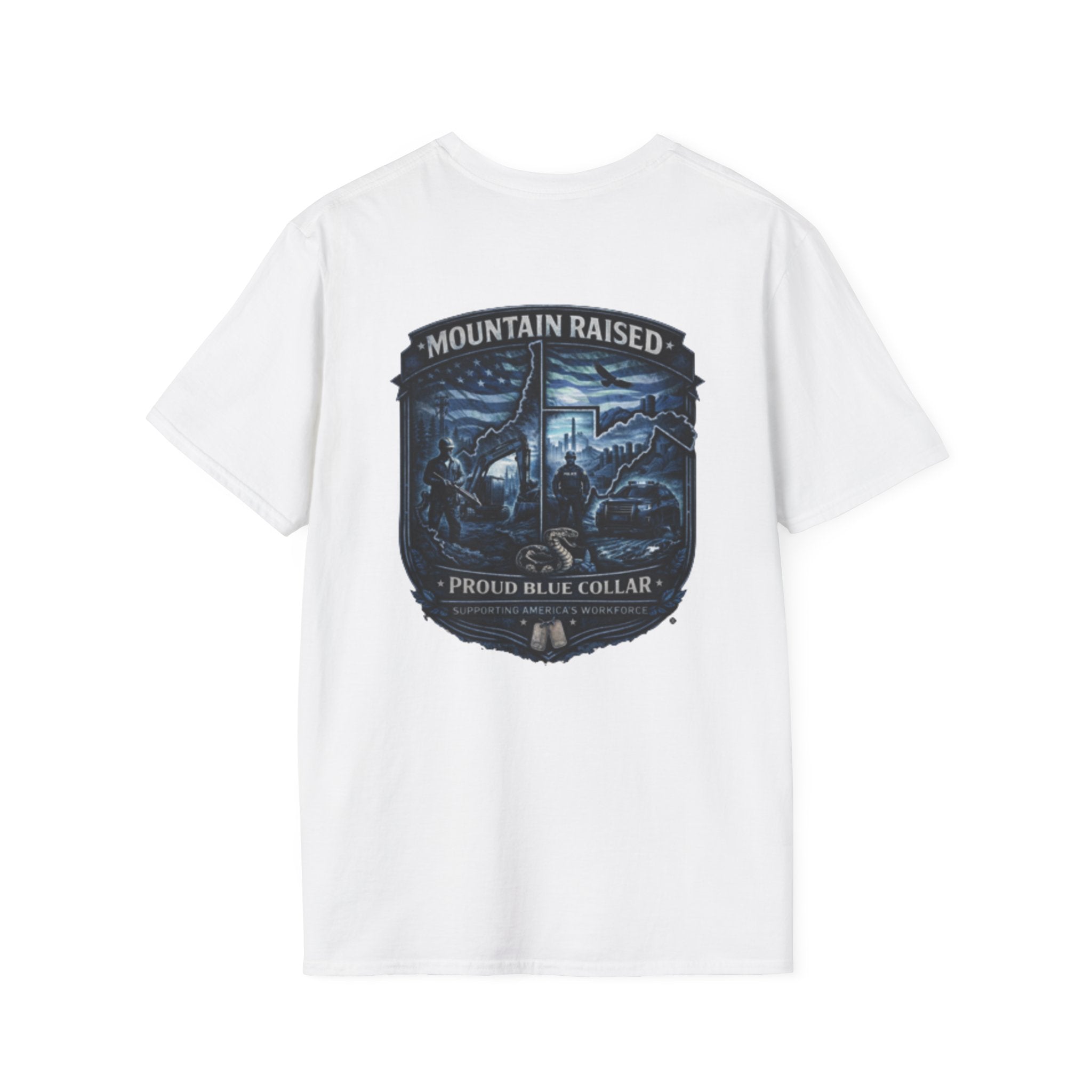 Mountain Raised T-Shirt — Proud Blue Collar Workwear Graphic