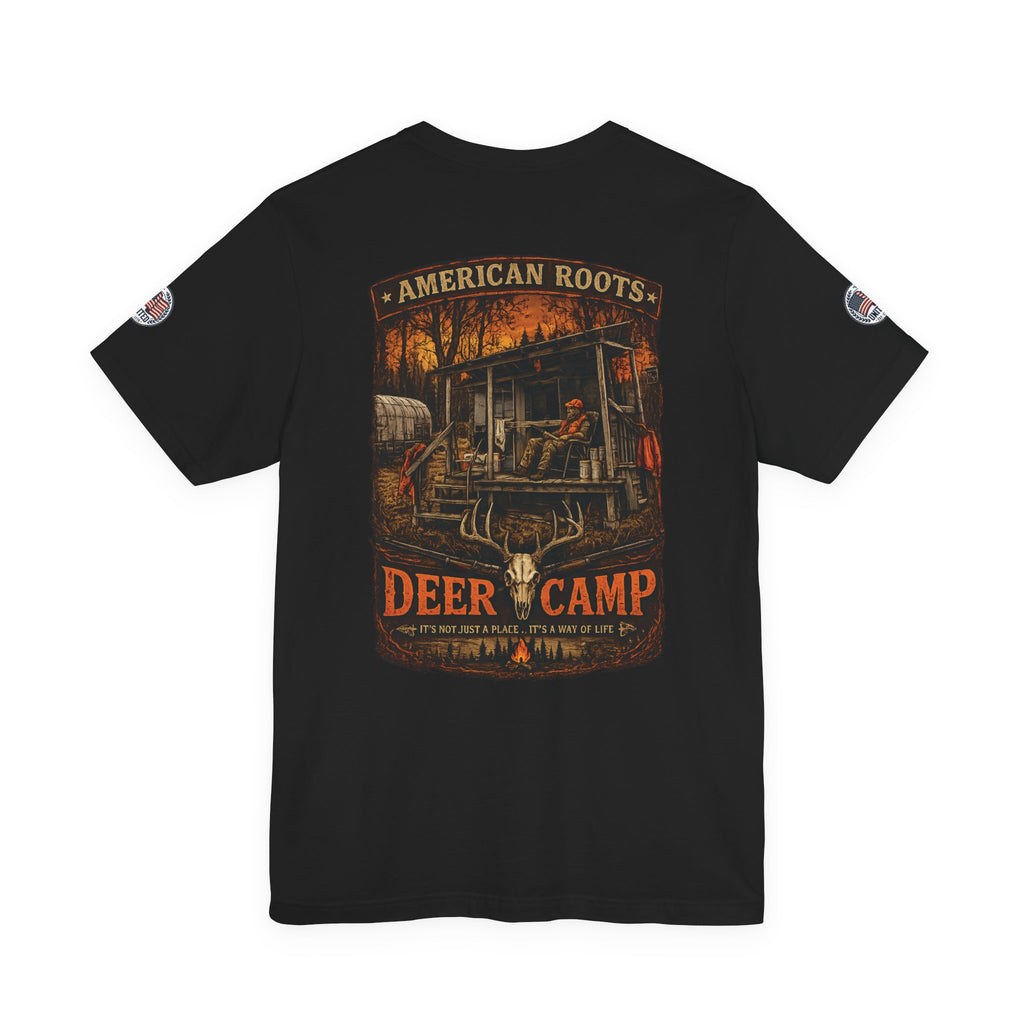 Deer Camp Graphic Tee — American Roots Hunting Cabin T‑Shirt
