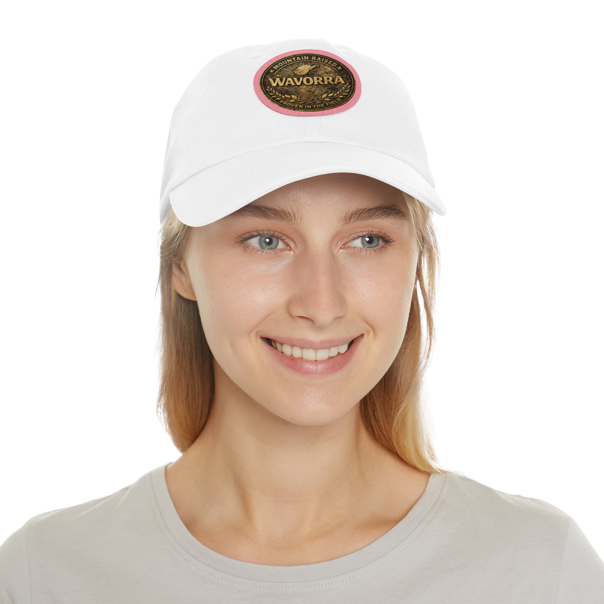 Wavorra Leather Patch Dad Hat — Vintage Mountain Logo Cap