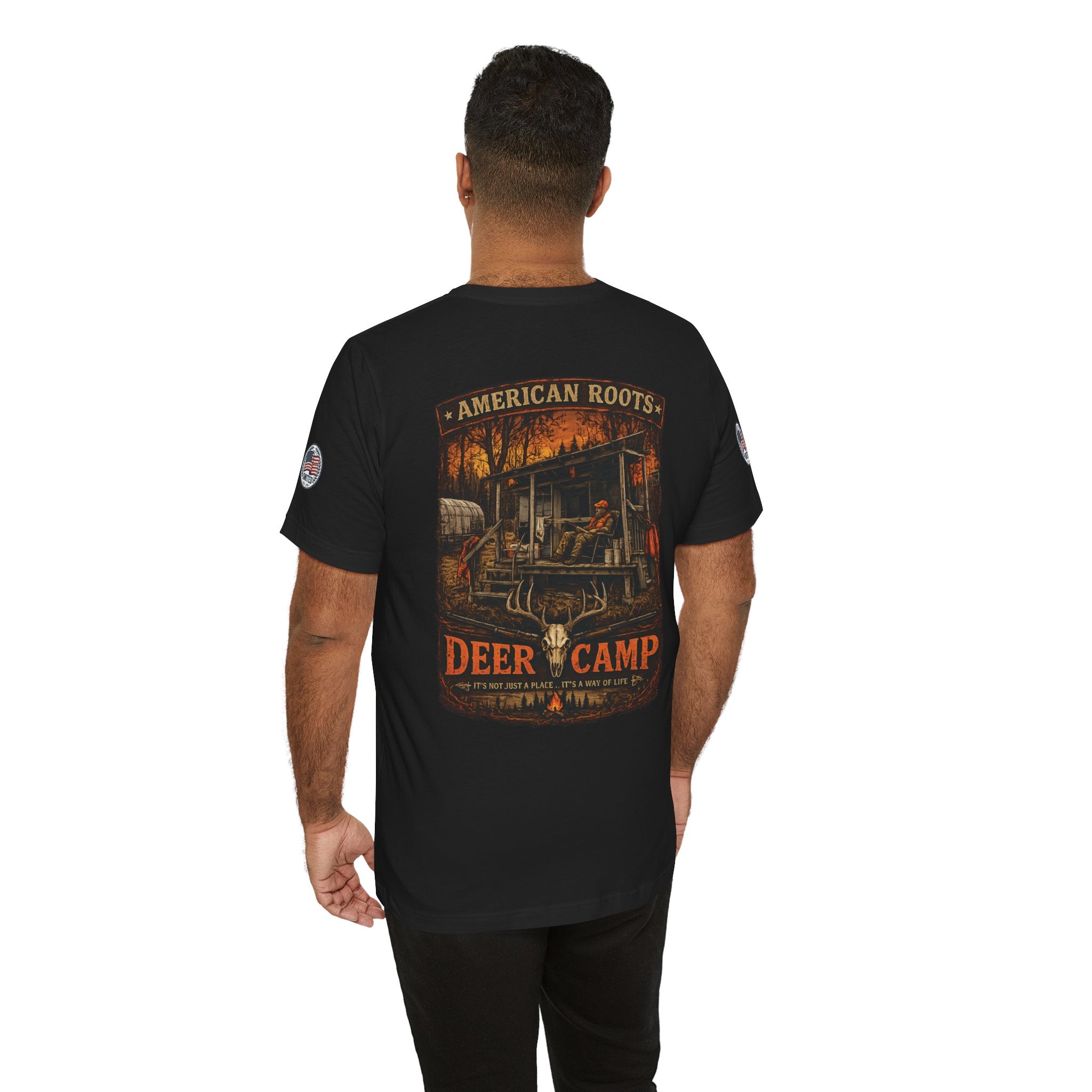 Deer Camp Graphic Tee — American Roots Hunting Cabin T‑Shirt