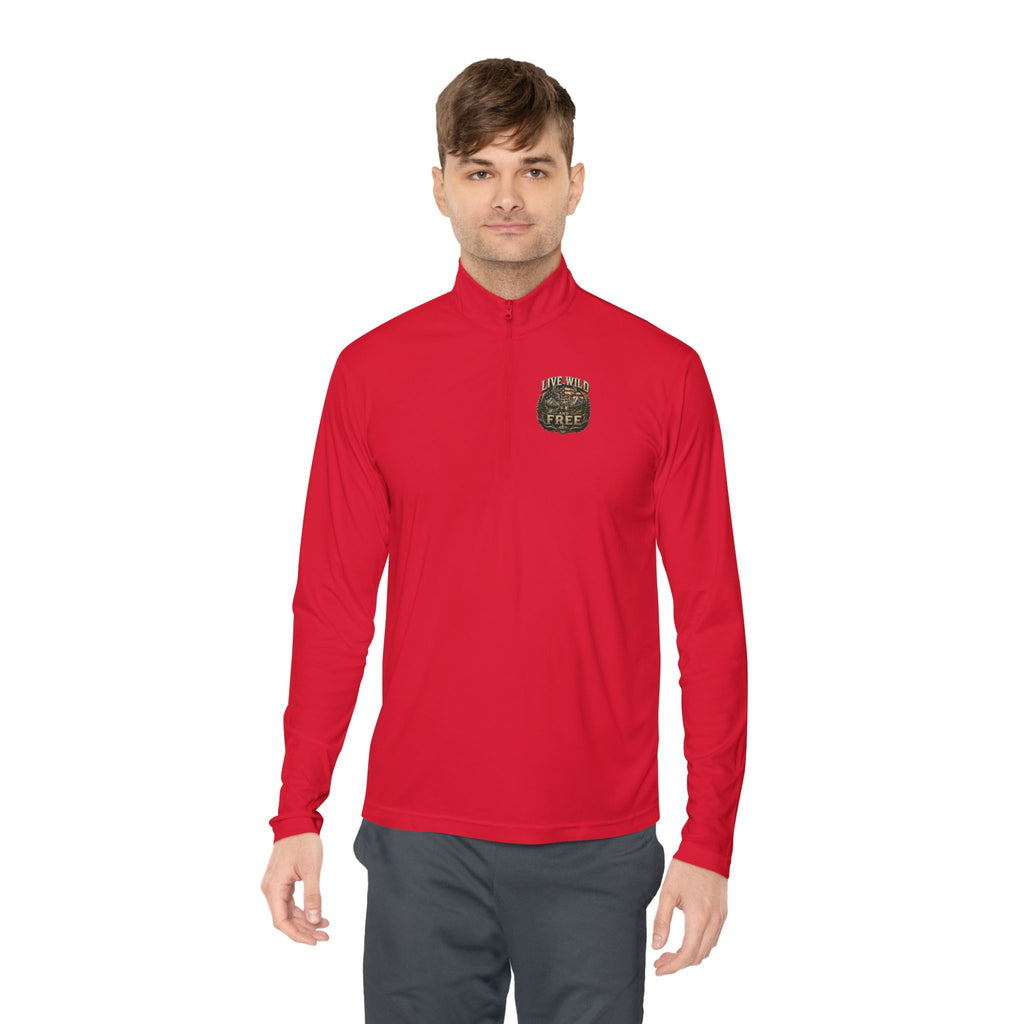 Backwoods Wavorra Quarter-Zip Pullover — American Flag Deer Hunting Graphic