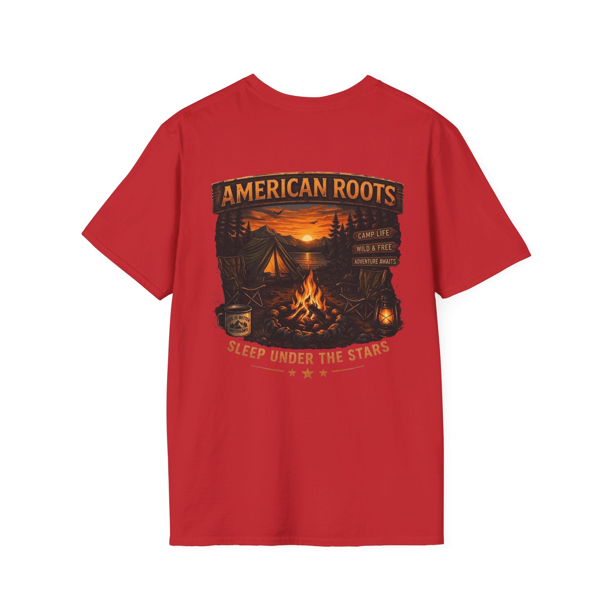 American Roots Camping T-Shirt — Sleep Under the Stars Outdoor Graphic Tee