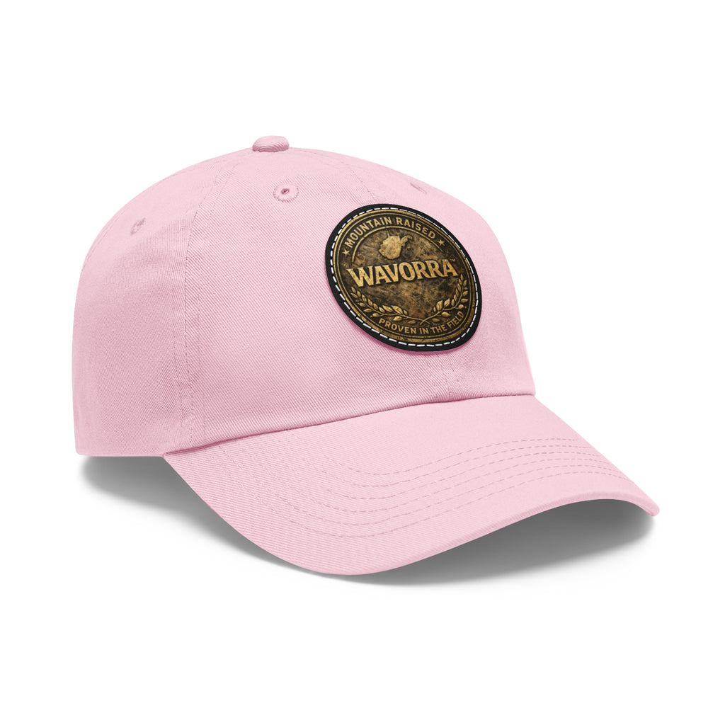 Wavorra Leather Patch Dad Hat — Vintage Mountain Logo Cap