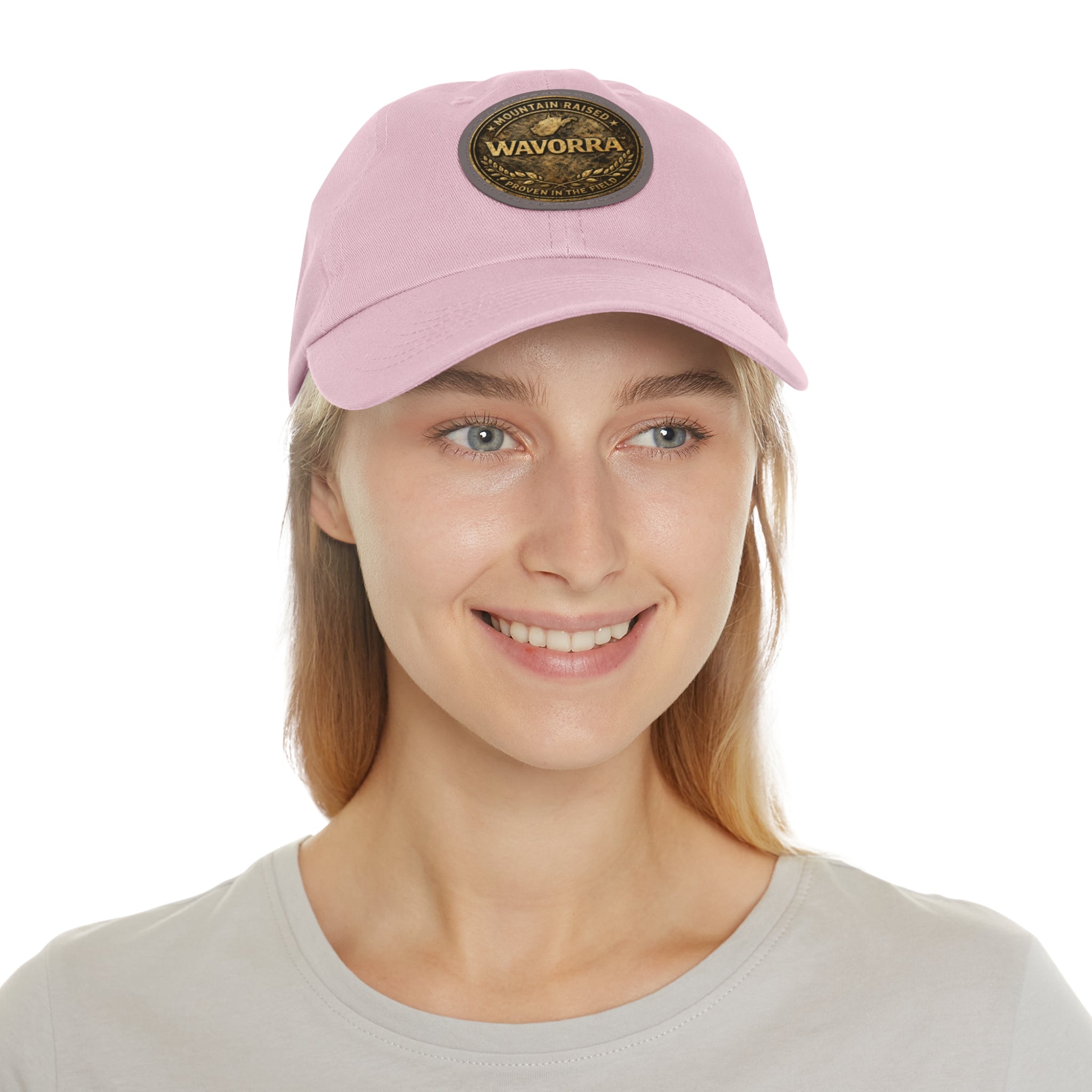 Wavorra Leather Patch Dad Hat — Vintage Mountain Logo Cap