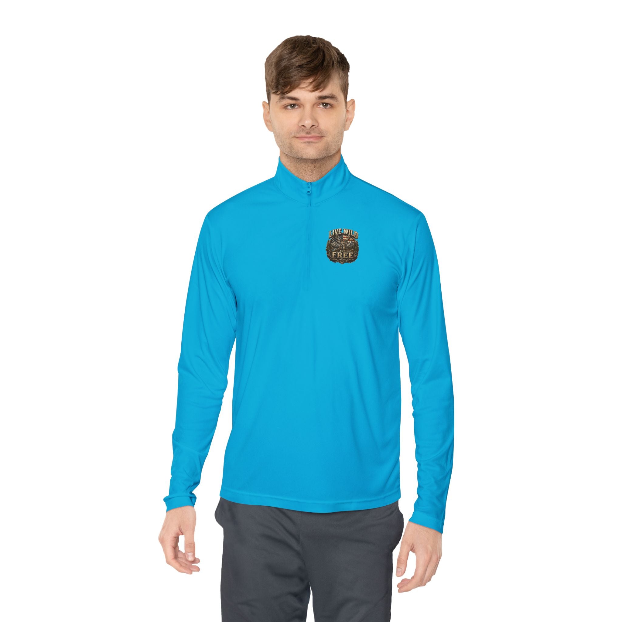 Backwoods Wavorra Quarter-Zip Pullover — American Flag Deer Hunting Graphic