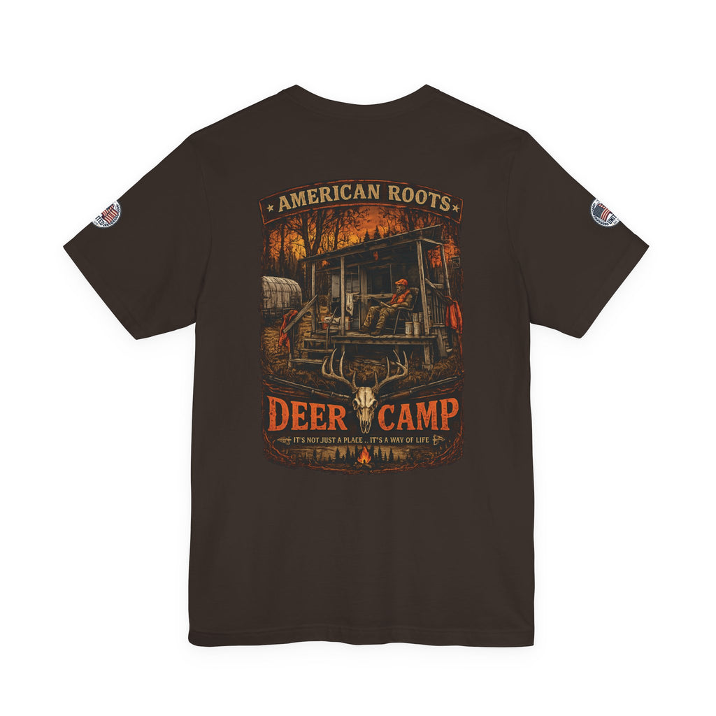 Deer Camp Graphic Tee — American Roots Hunting Cabin T‑Shirt
