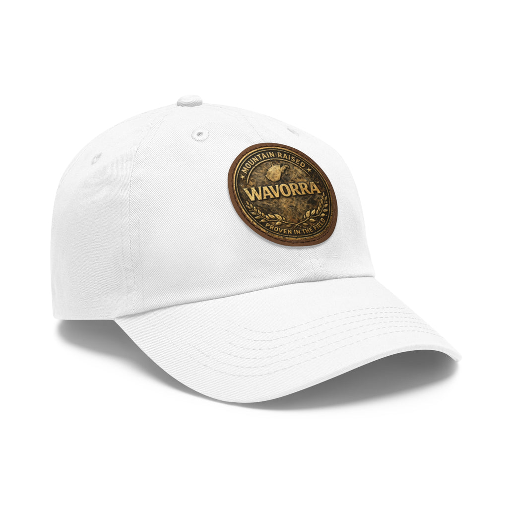 Wavorra Leather Patch Dad Hat — Vintage Mountain Logo Cap