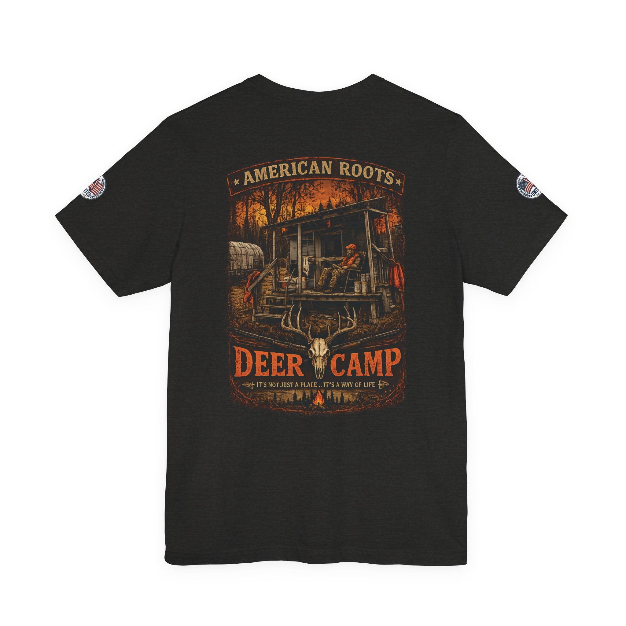Deer Camp Graphic Tee — American Roots Hunting Cabin T‑Shirt