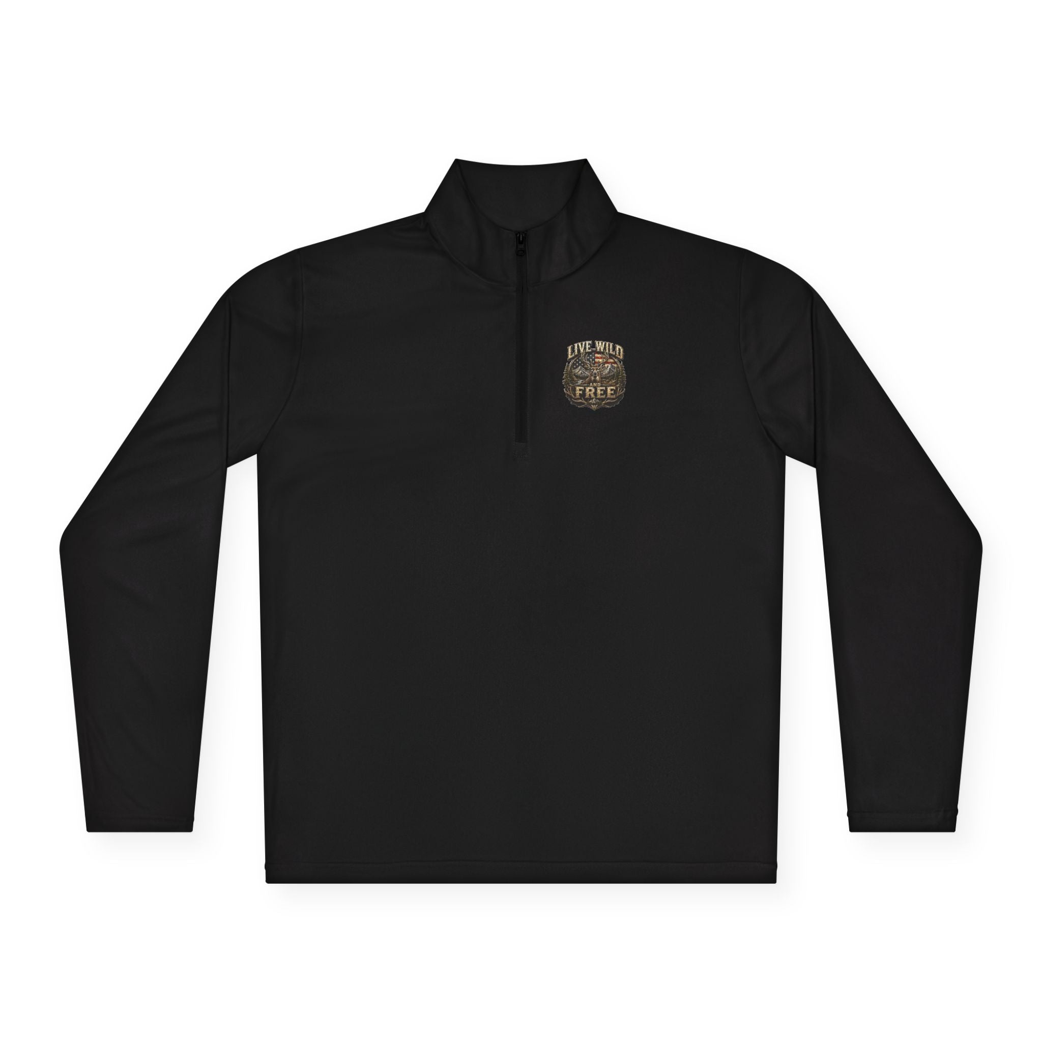 Backwoods Wavorra Quarter-Zip Pullover — American Flag Deer Hunting Graphic