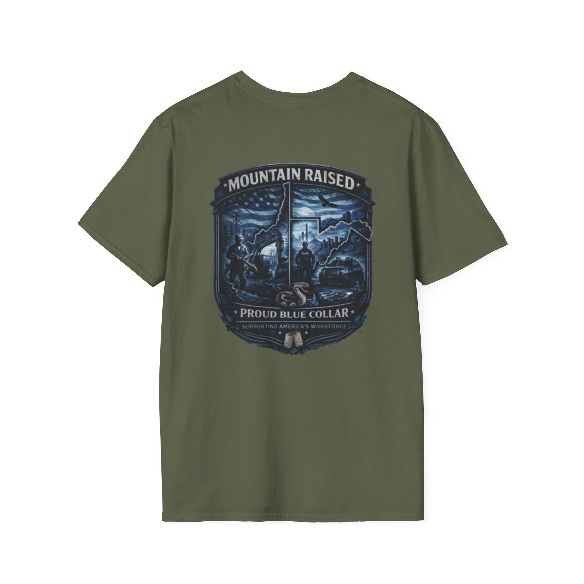 Mountain Raised T-Shirt — Proud Blue Collar Workwear Graphic