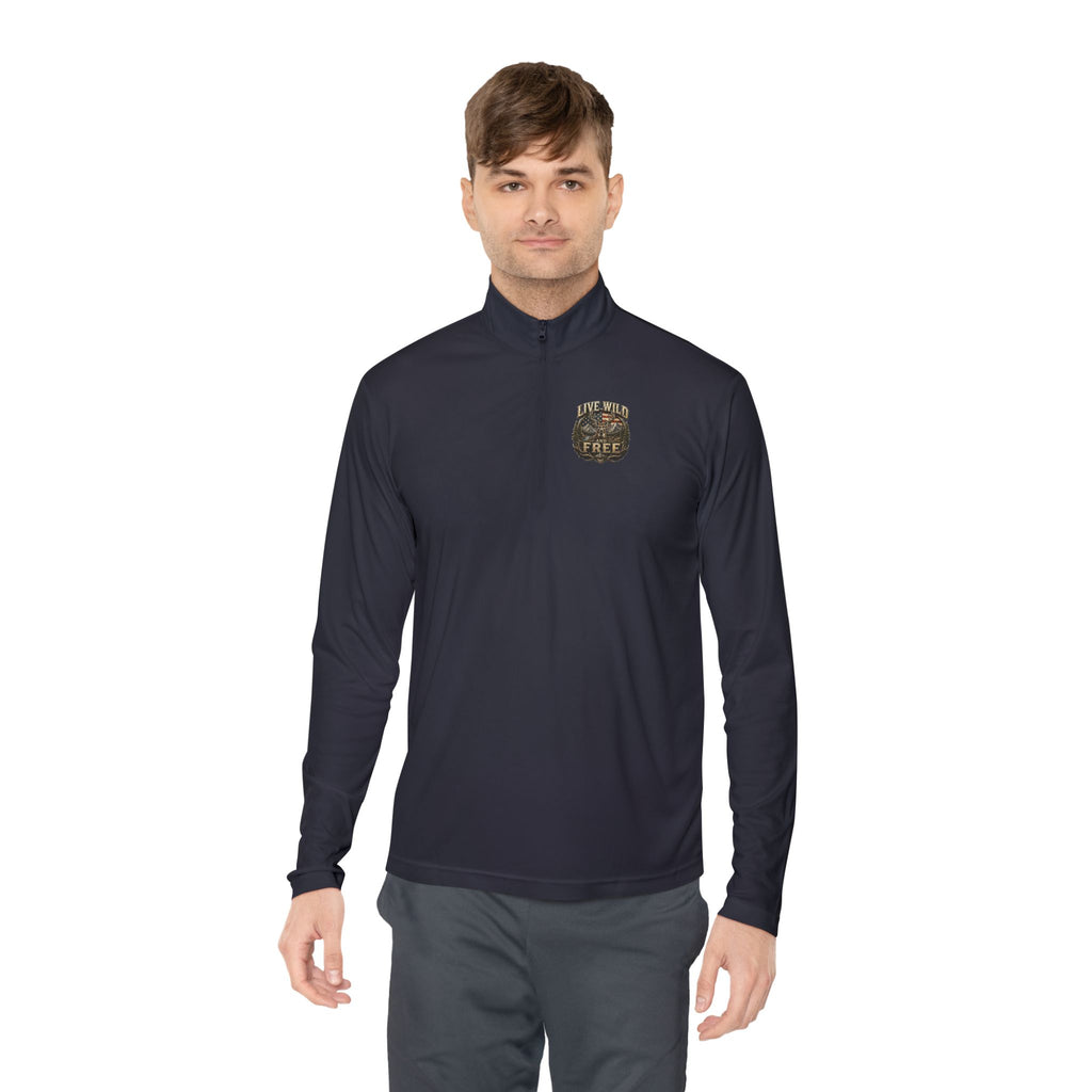 Backwoods Wavorra Quarter-Zip Pullover — American Flag Deer Hunting Graphic
