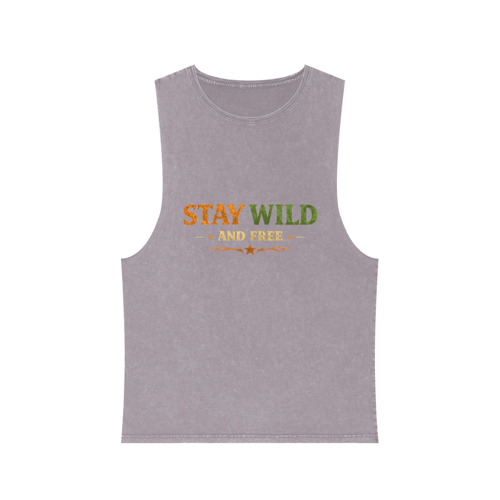 Stay Wild and Free Stonewash Tank — Retro Outdoor Graphic Tank Top