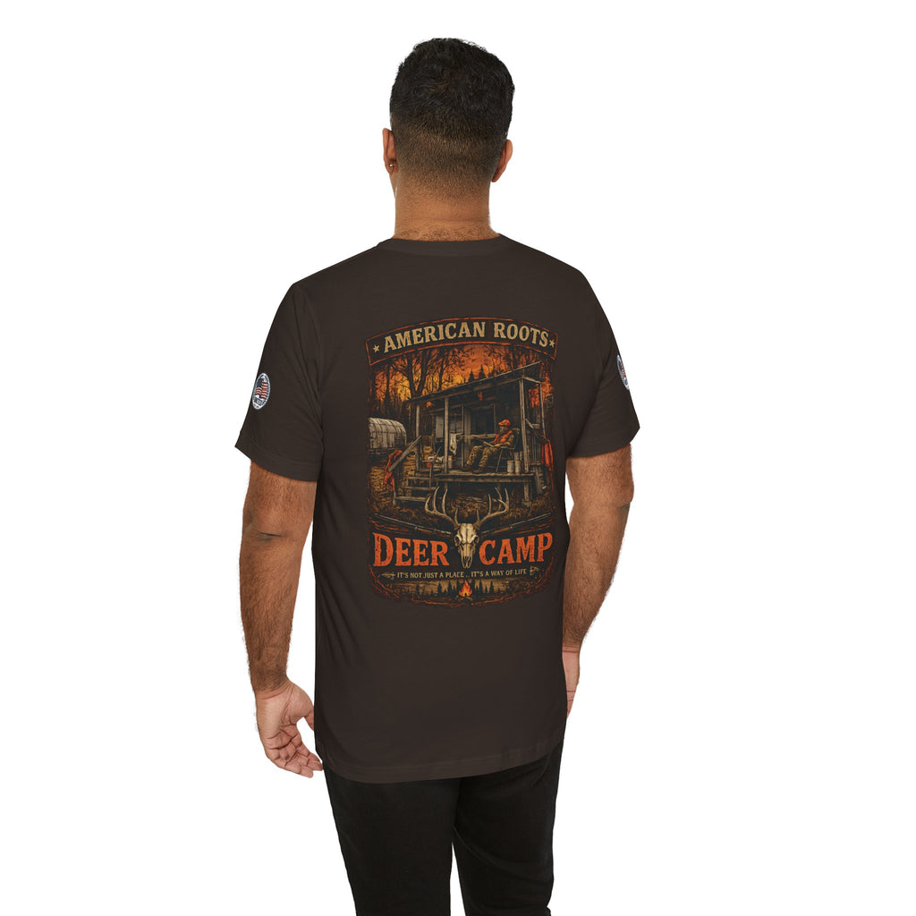 Deer Camp Graphic Tee — American Roots Hunting Cabin T‑Shirt