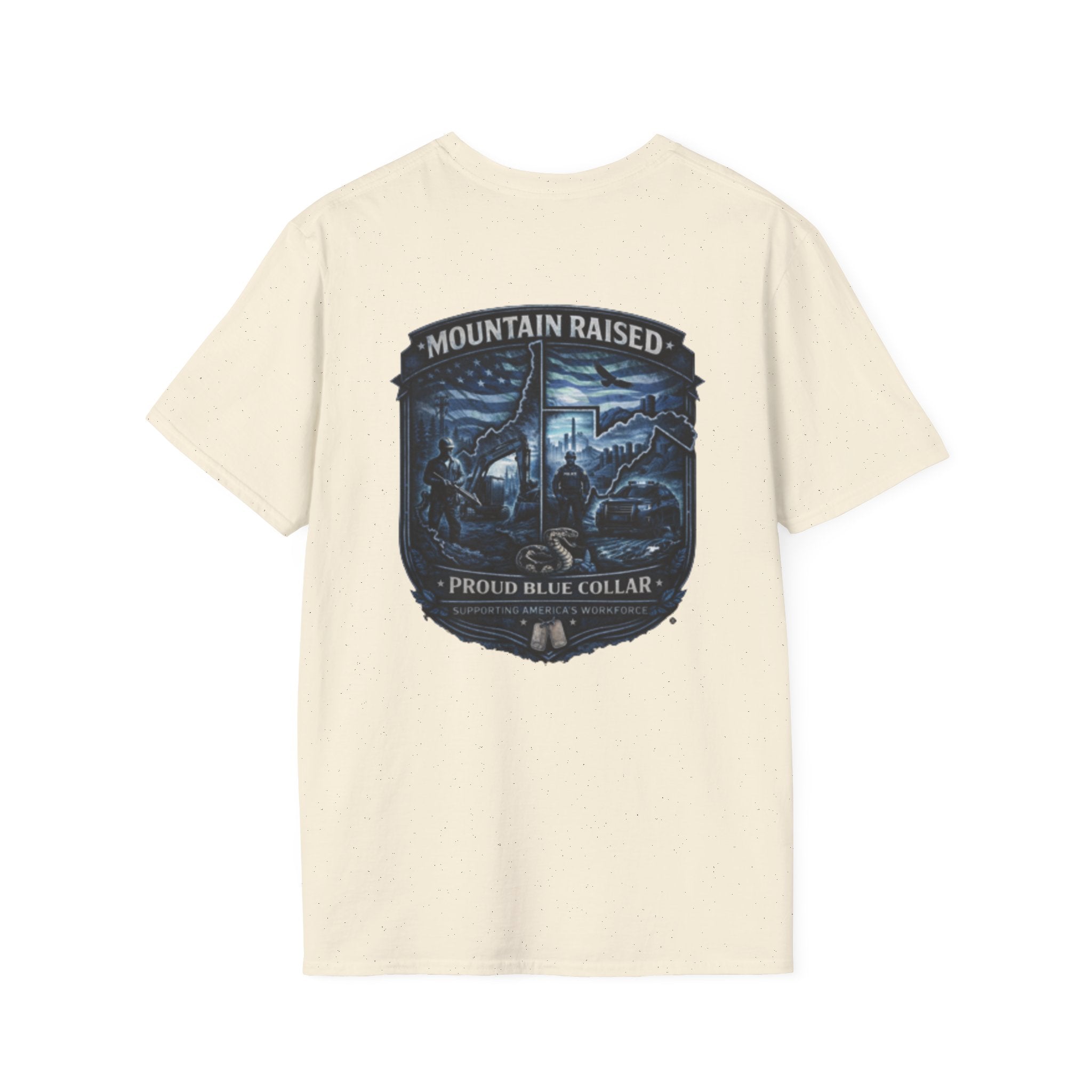 Mountain Raised T-Shirt — Proud Blue Collar Workwear Graphic