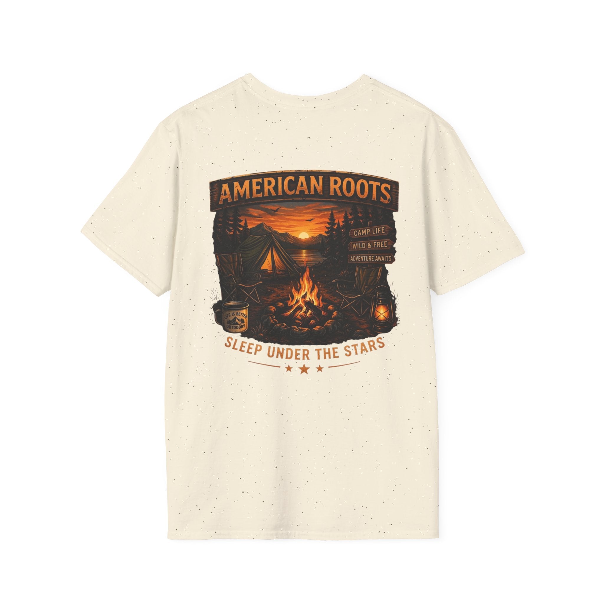 American Roots Camping T-Shirt — Sleep Under the Stars Outdoor Graphic Tee