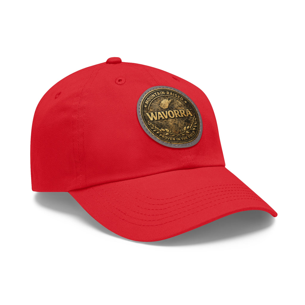 Wavorra Leather Patch Dad Hat — Vintage Mountain Logo Cap