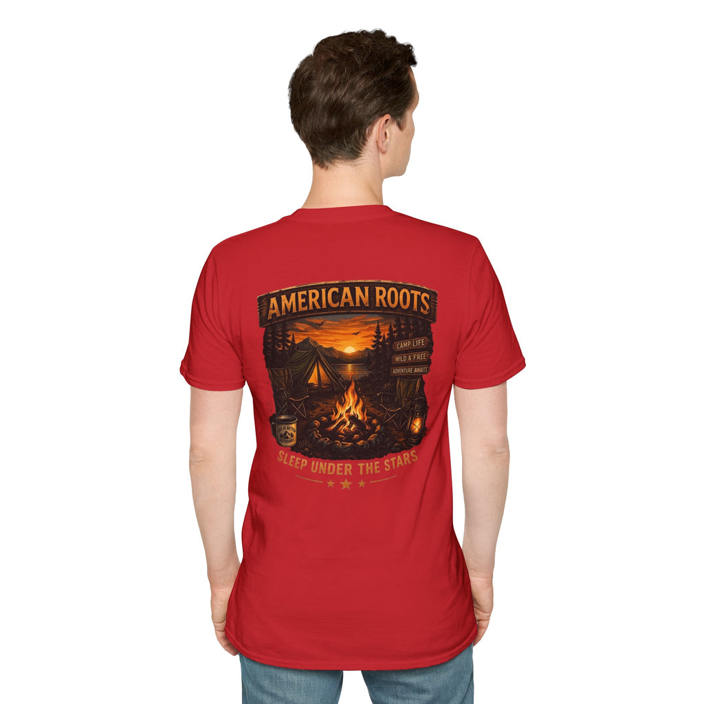 American Roots Camping T-Shirt — Sleep Under the Stars Outdoor Graphic Tee