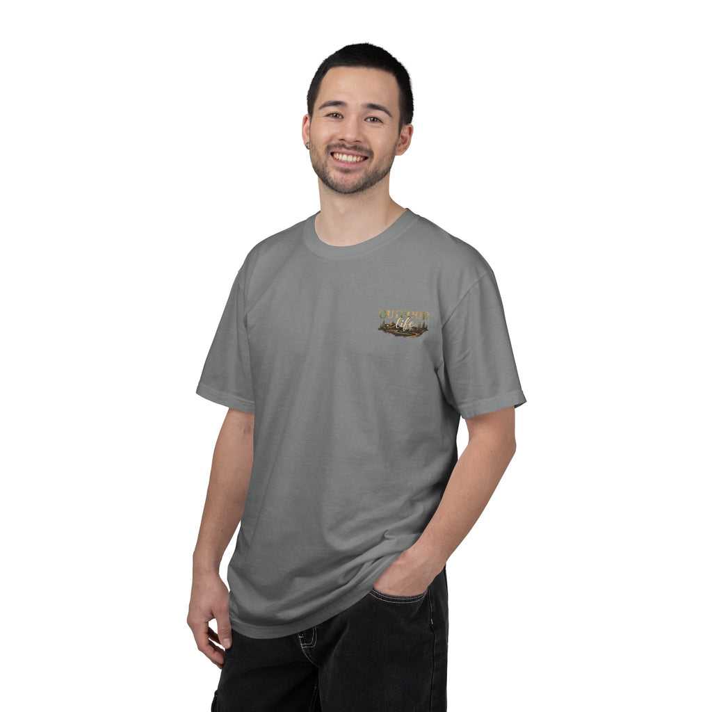 Backwoods & Bonfires T-Shirt — Outdoor Campfire Graphic Tee