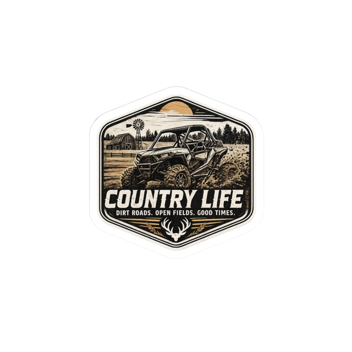Country Life Kiss-Cut Sticker — UTV Off-Road Adventure Badge