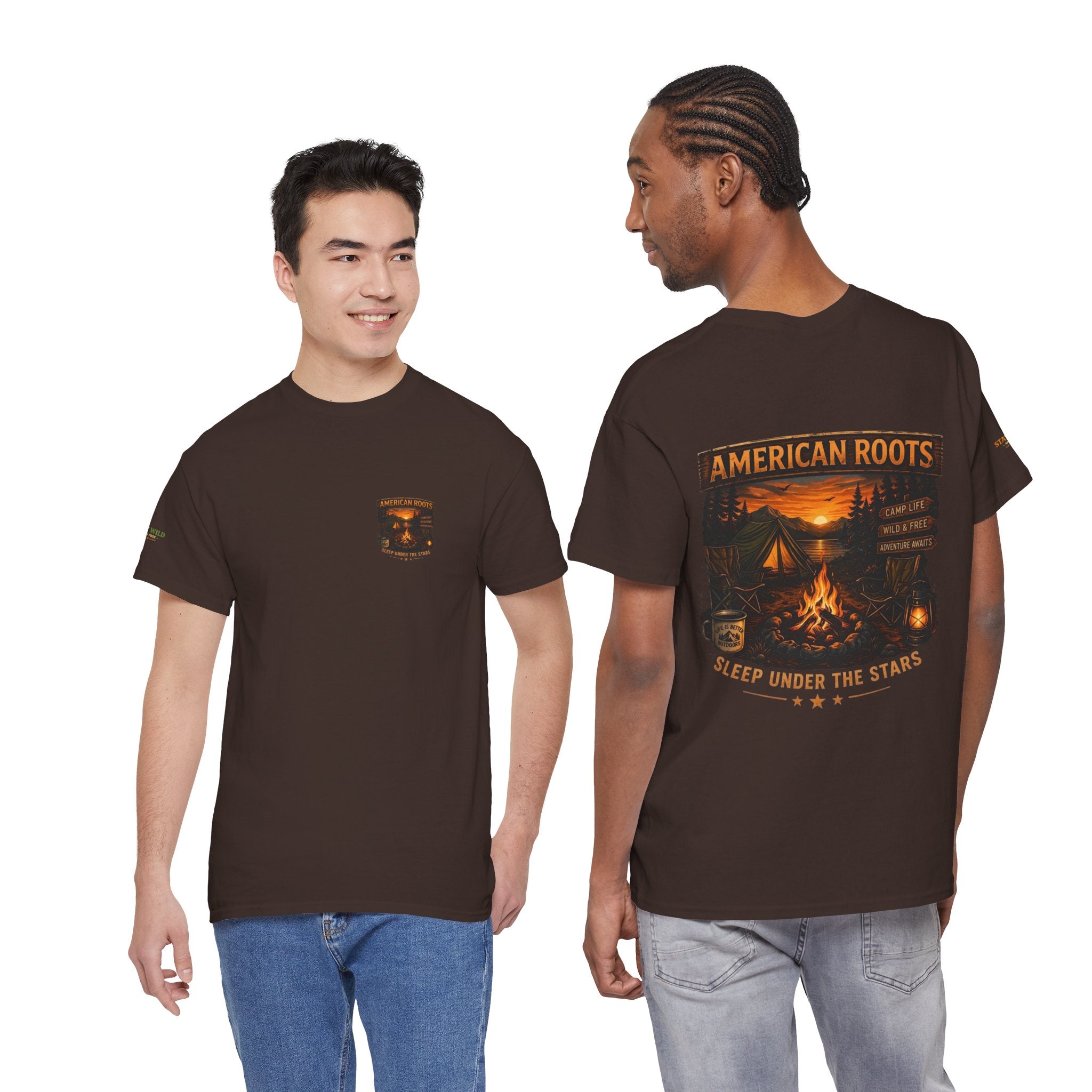 Camping T-Shirt — "American Roots: Sleep Under the Stars" Outdoor Tee