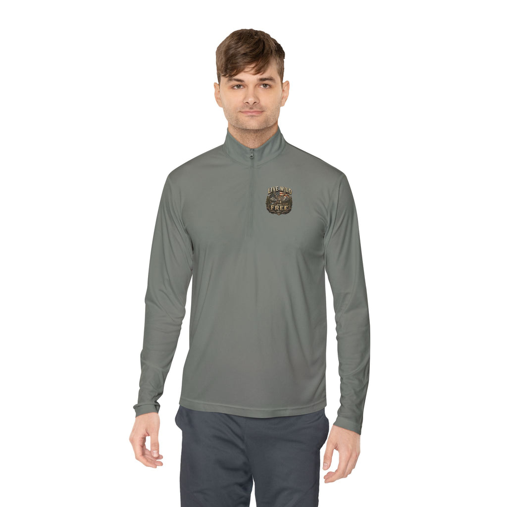 Backwoods Wavorra Quarter-Zip Pullover — American Flag Deer Hunting Graphic