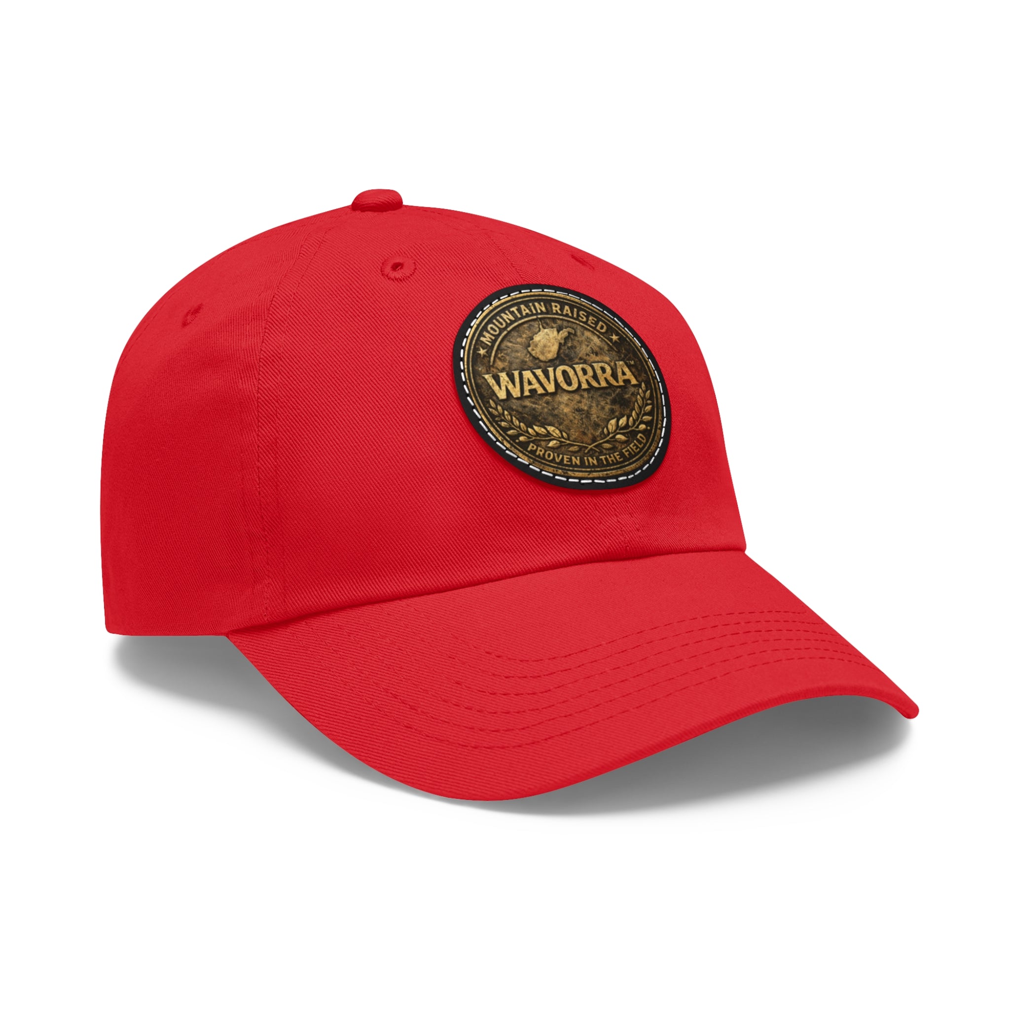 Wavorra Leather Patch Dad Hat — Vintage Mountain Logo Cap