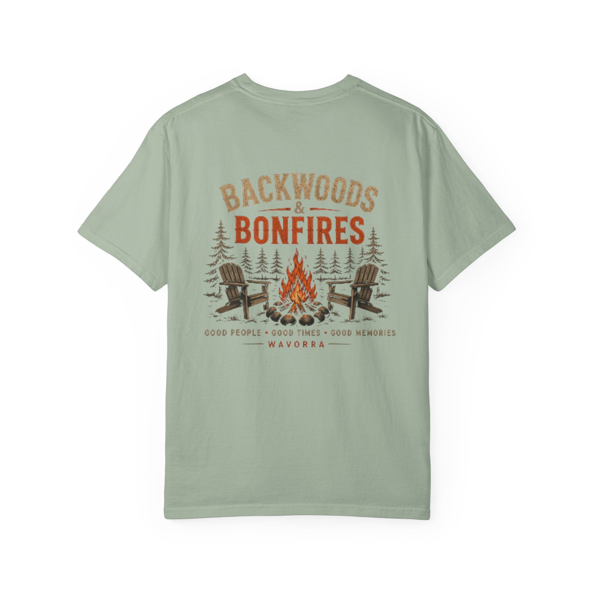 Backwoods & Bonfires T-Shirt — Outdoor Campfire Graphic Tee