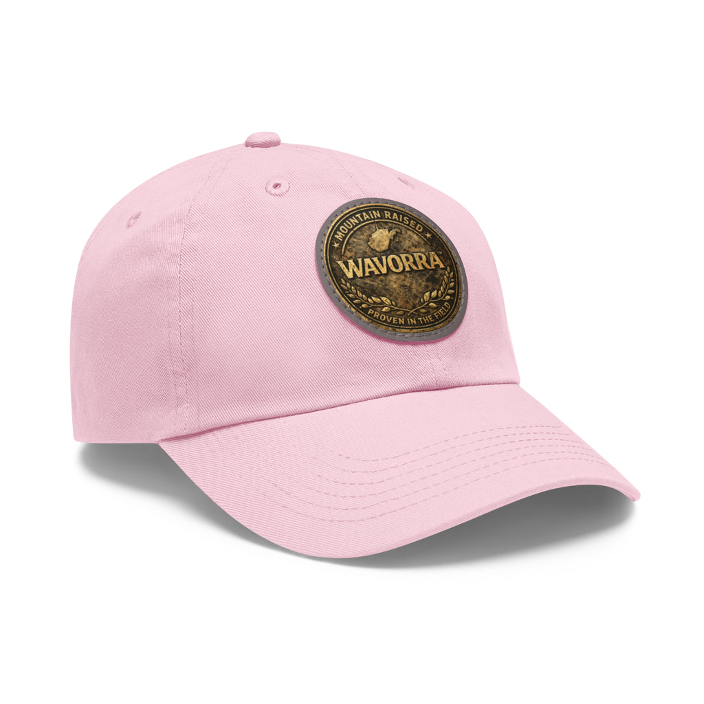 Wavorra Leather Patch Dad Hat — Vintage Mountain Logo Cap