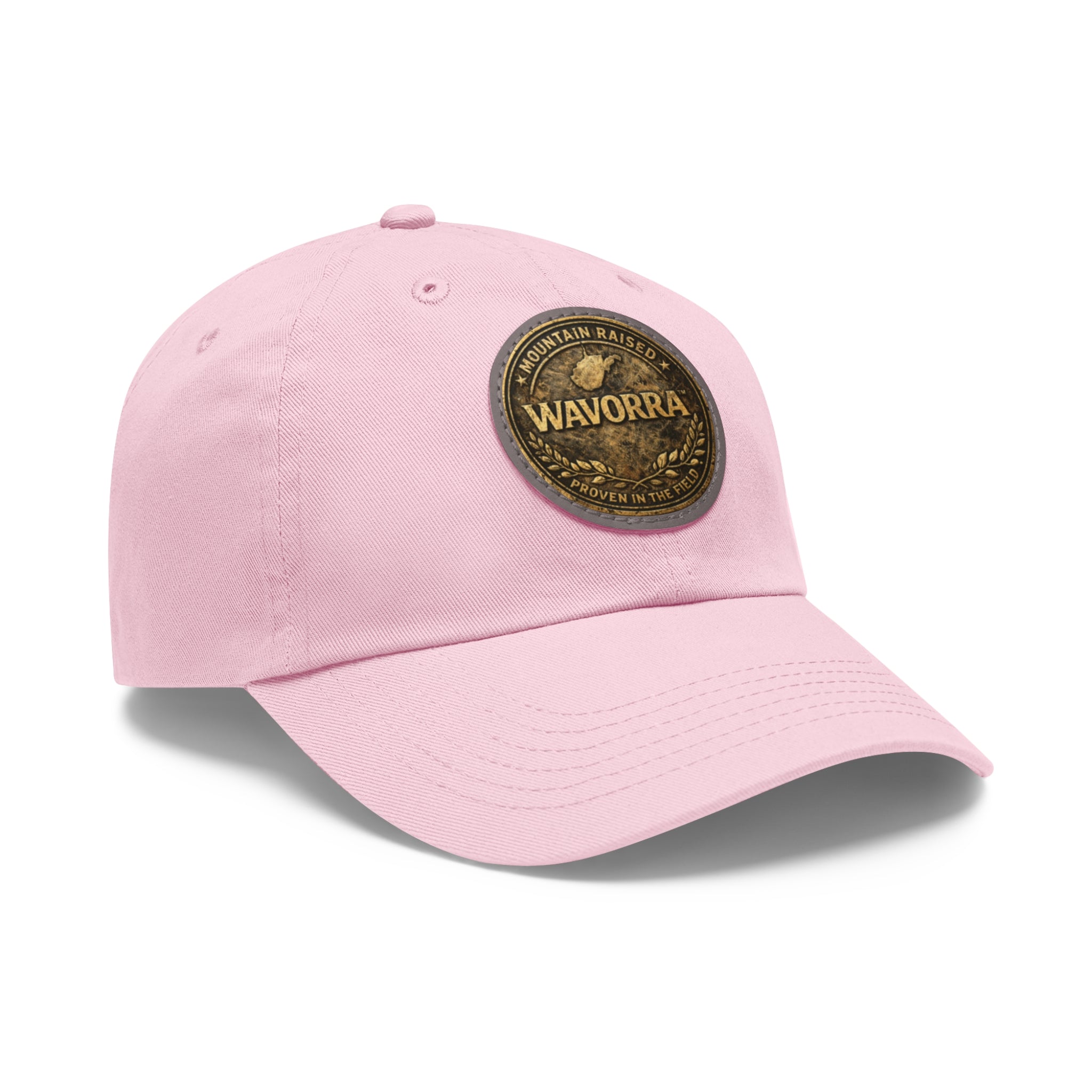 Wavorra Leather Patch Dad Hat — Vintage Mountain Logo Cap