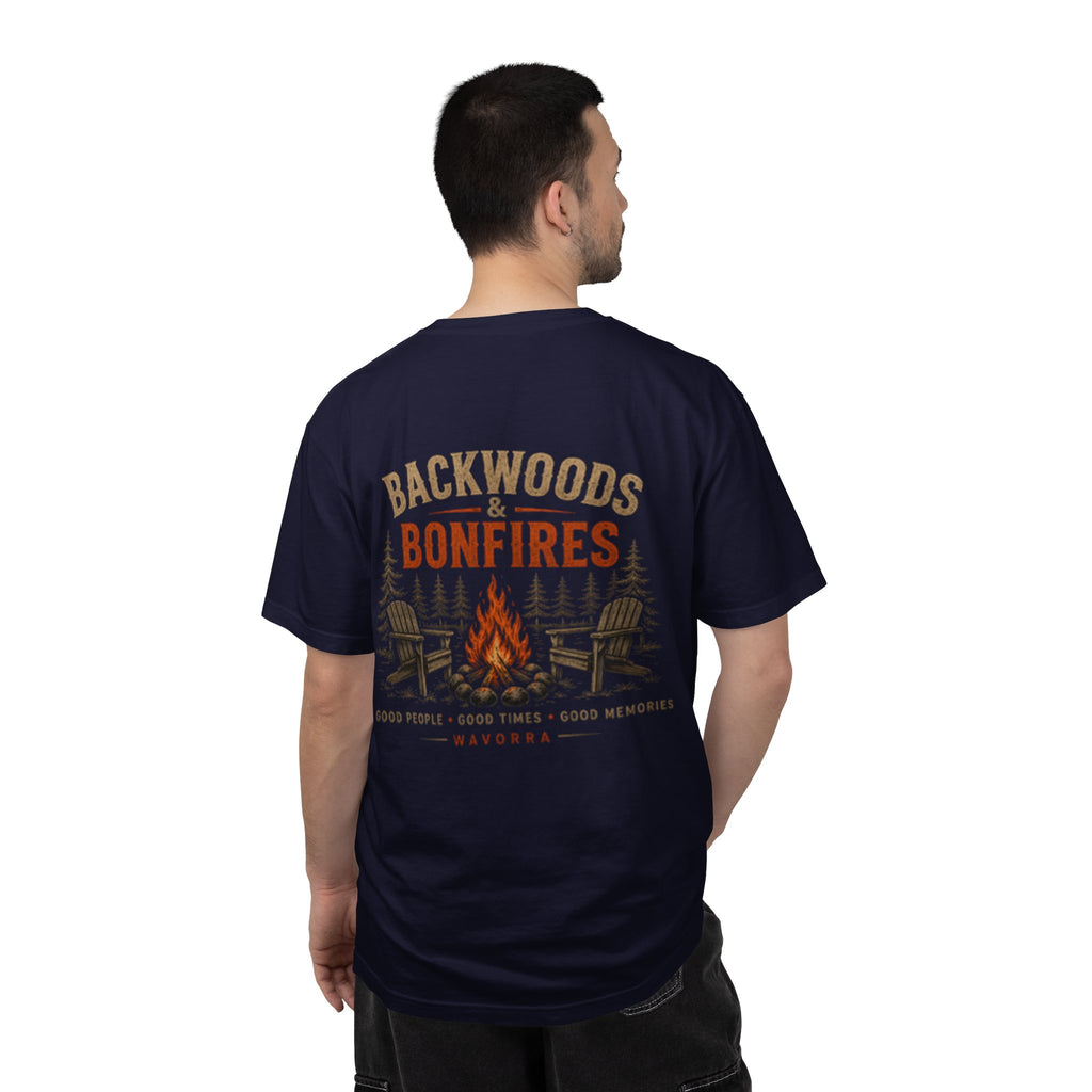 Backwoods & Bonfires T-Shirt — Outdoor Campfire Graphic Tee